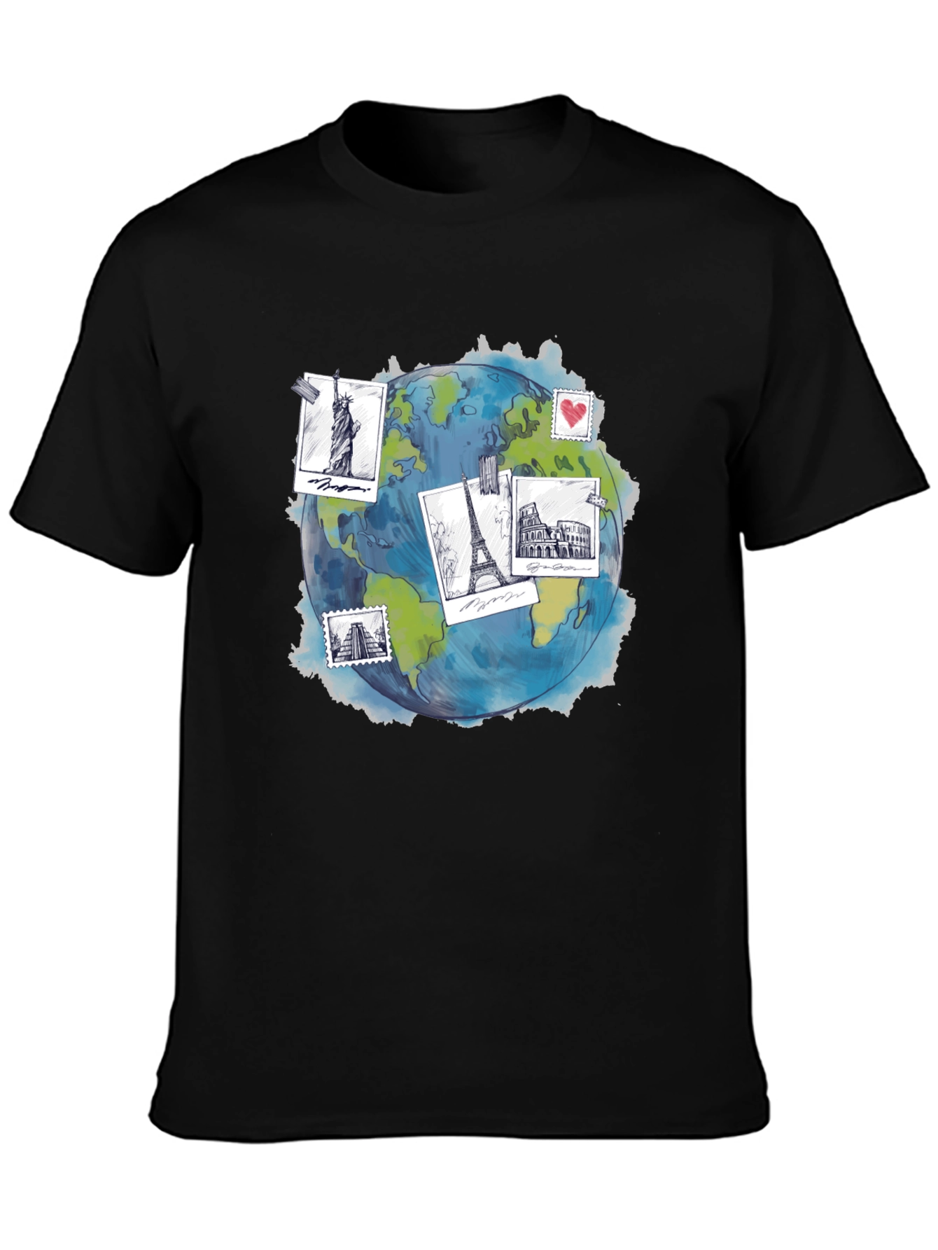 Travel Globe Graphic T-Shirt - Stylish Black Tee