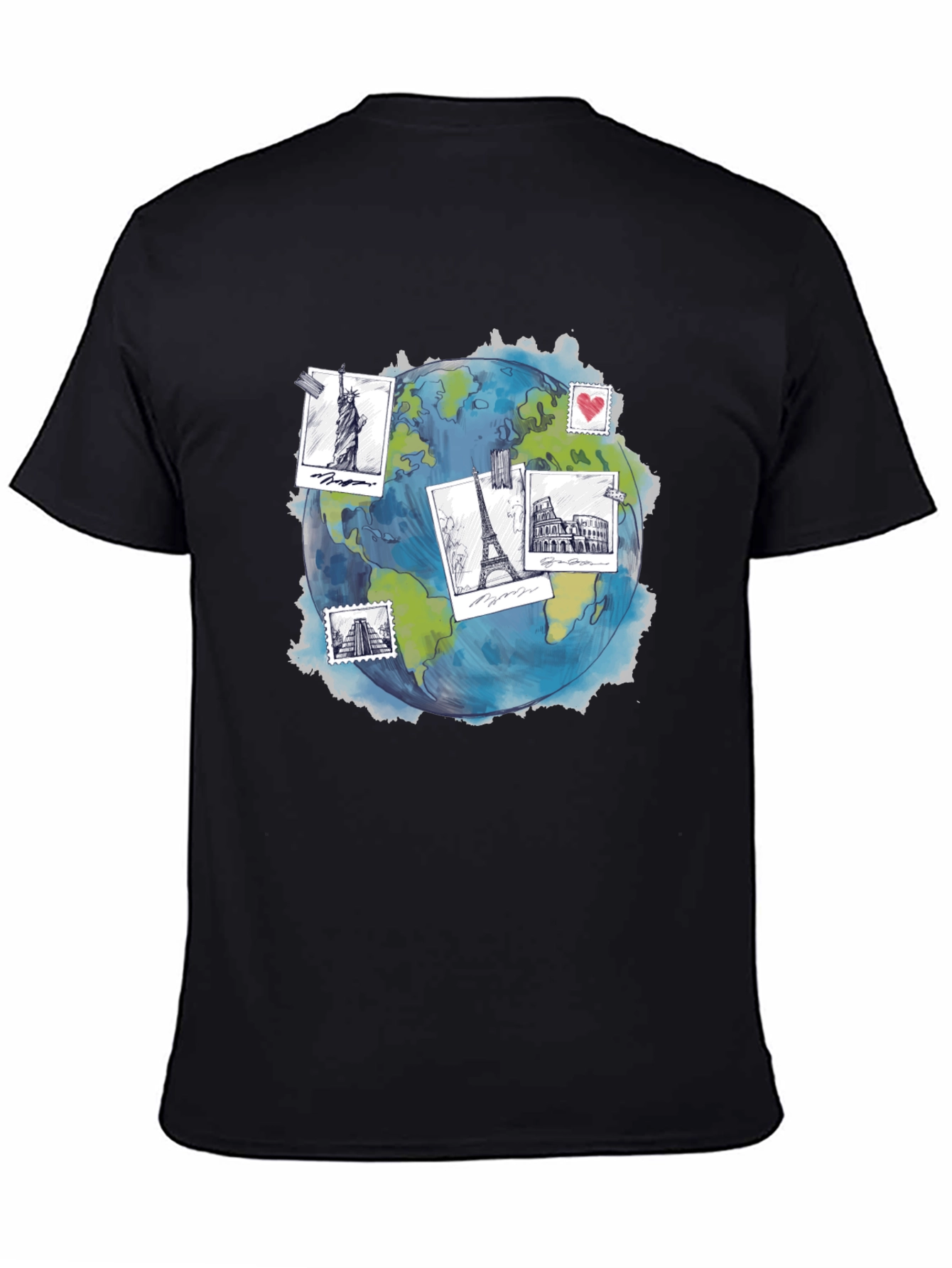 Travel Globe Graphic T-Shirt - Stylish Black Tee