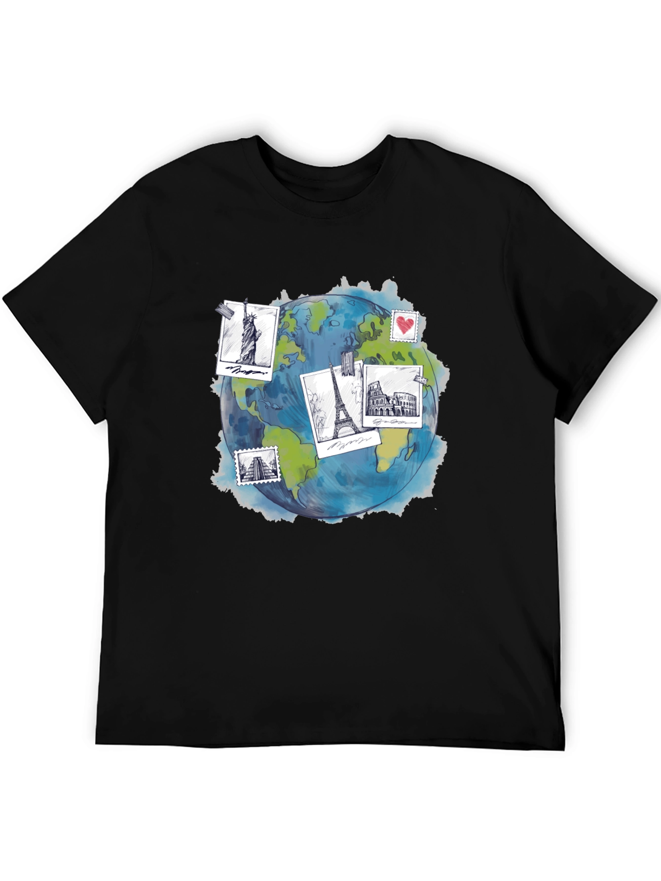Travel Globe Graphic T-Shirt - Stylish Black Tee