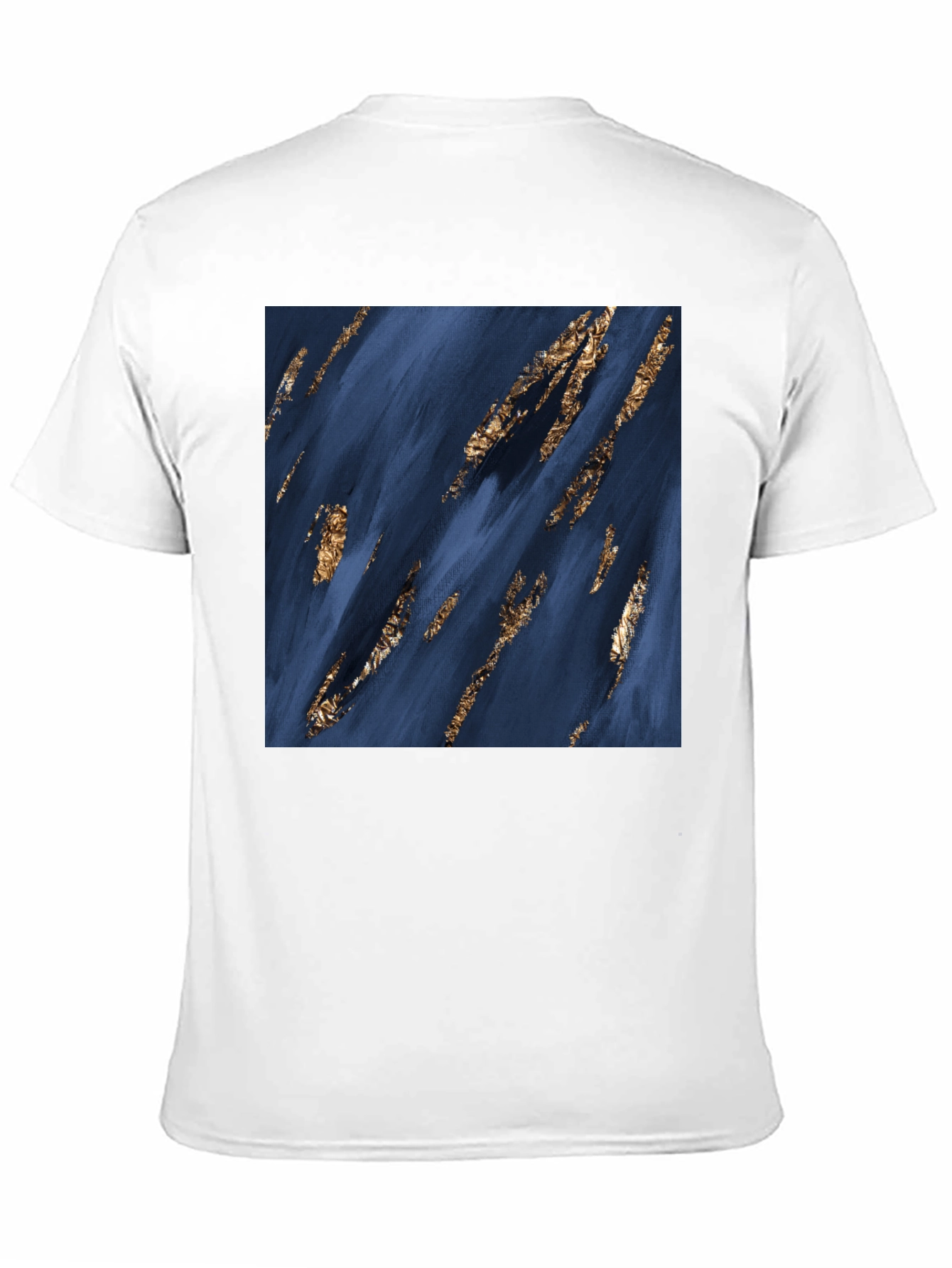 Abstract Art T-Shirt: Navy & Gold Strokes