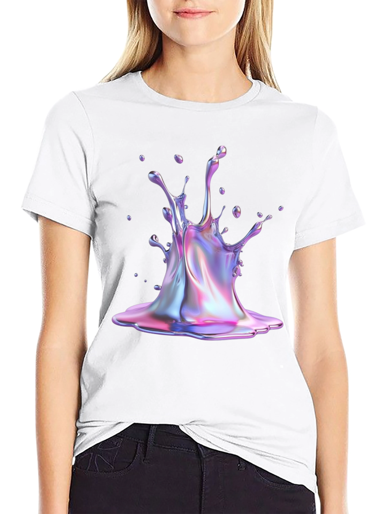 Iridescent Splash Graphic Tee - Unique Style!