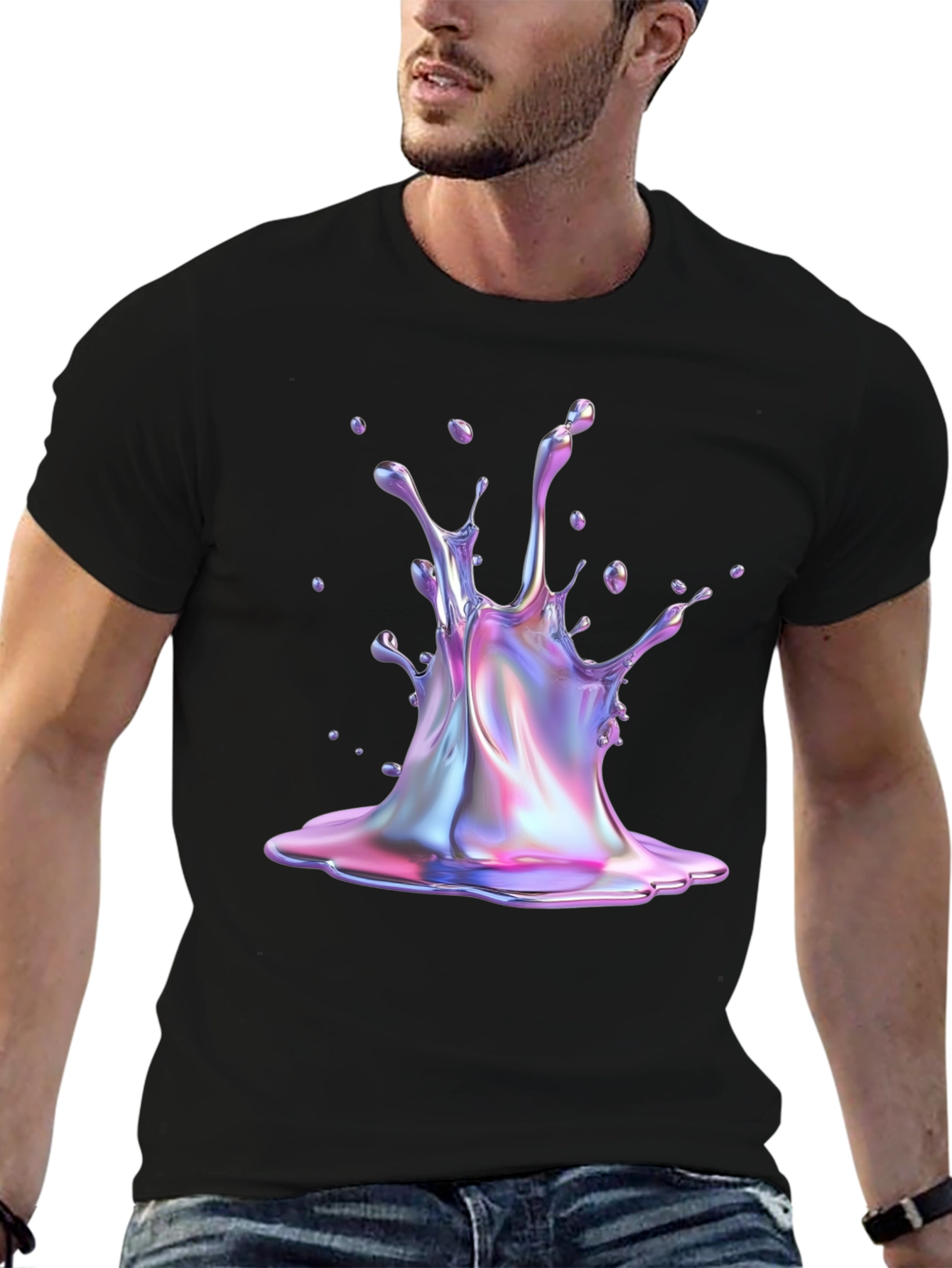 Iridescent Splash Graphic Tee - Unique Style!