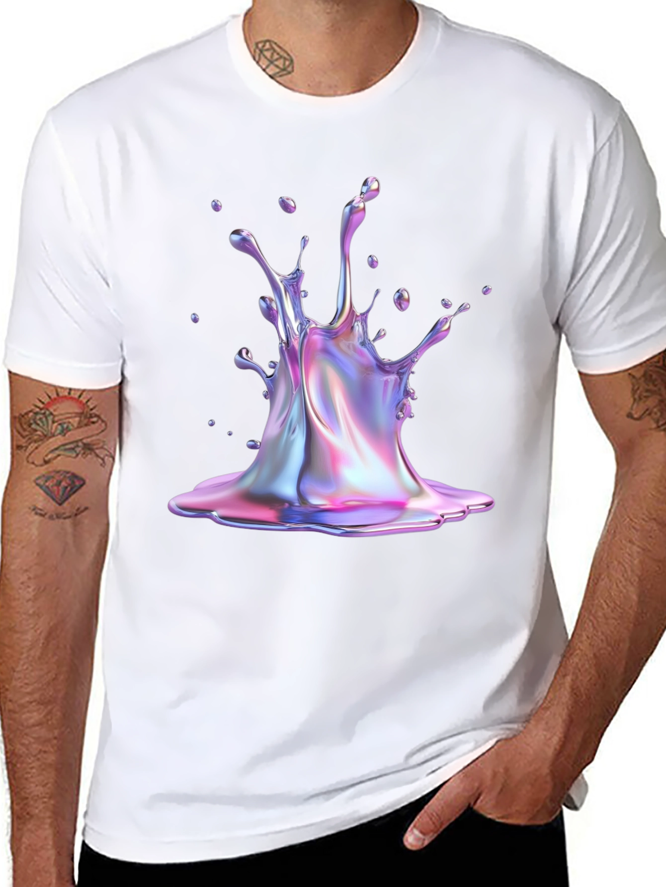 Iridescent Splash Graphic Tee - Unique Style!