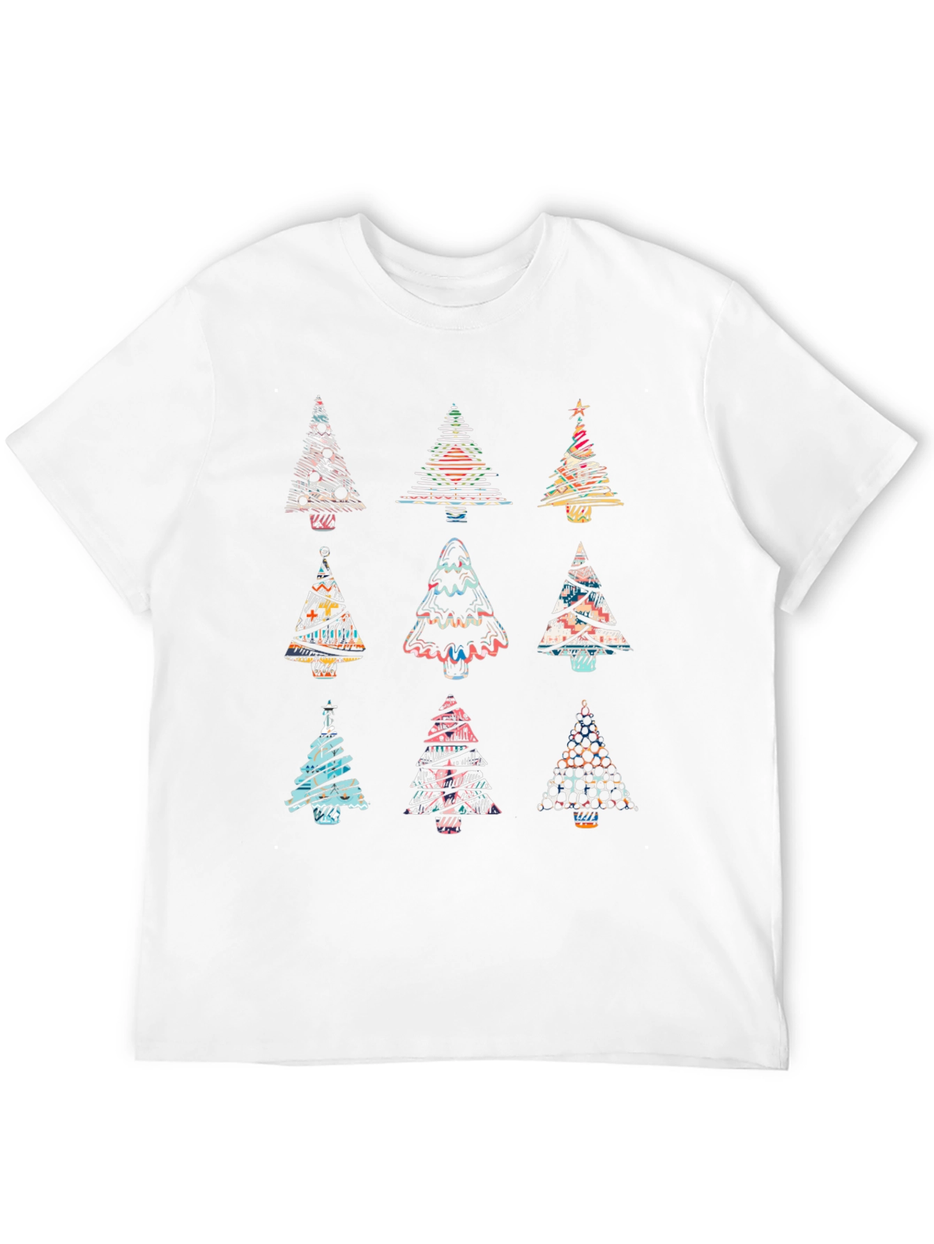 Christmas Tree Patterned Black T-Shirt