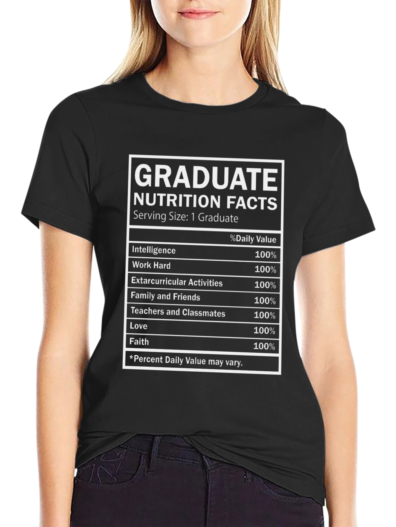 Graduate Nutrition Facts Black T-Shirt