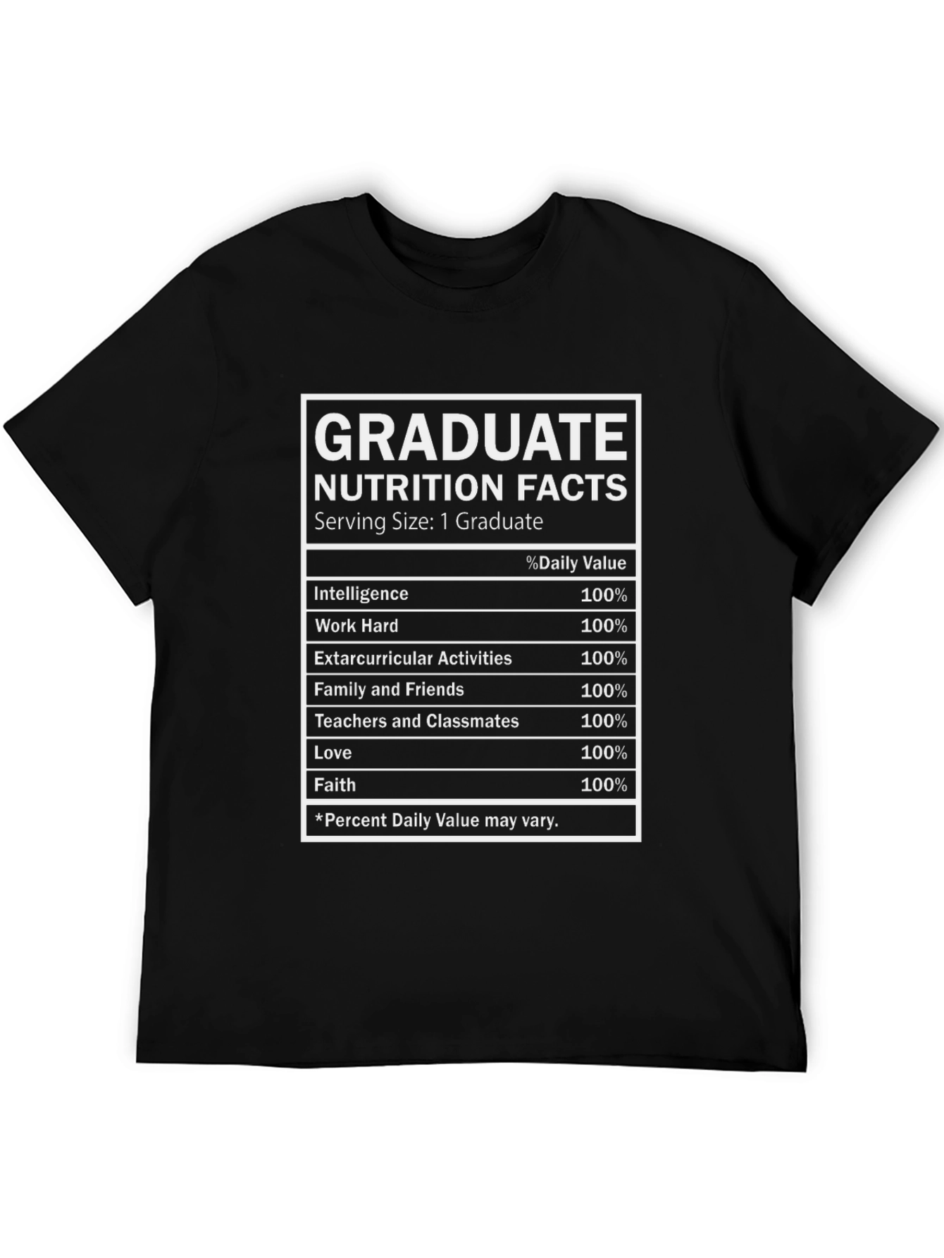 Graduate Nutrition Facts Black T-Shirt