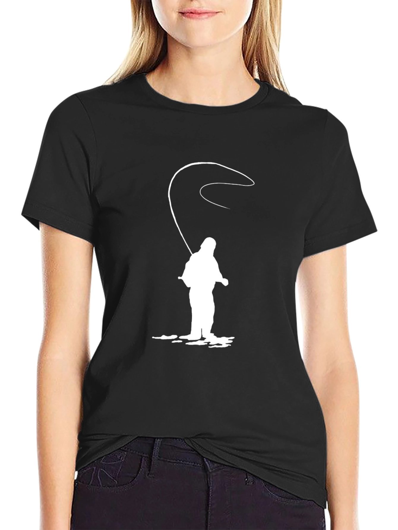 Fishing Silhouette Black T-Shirt