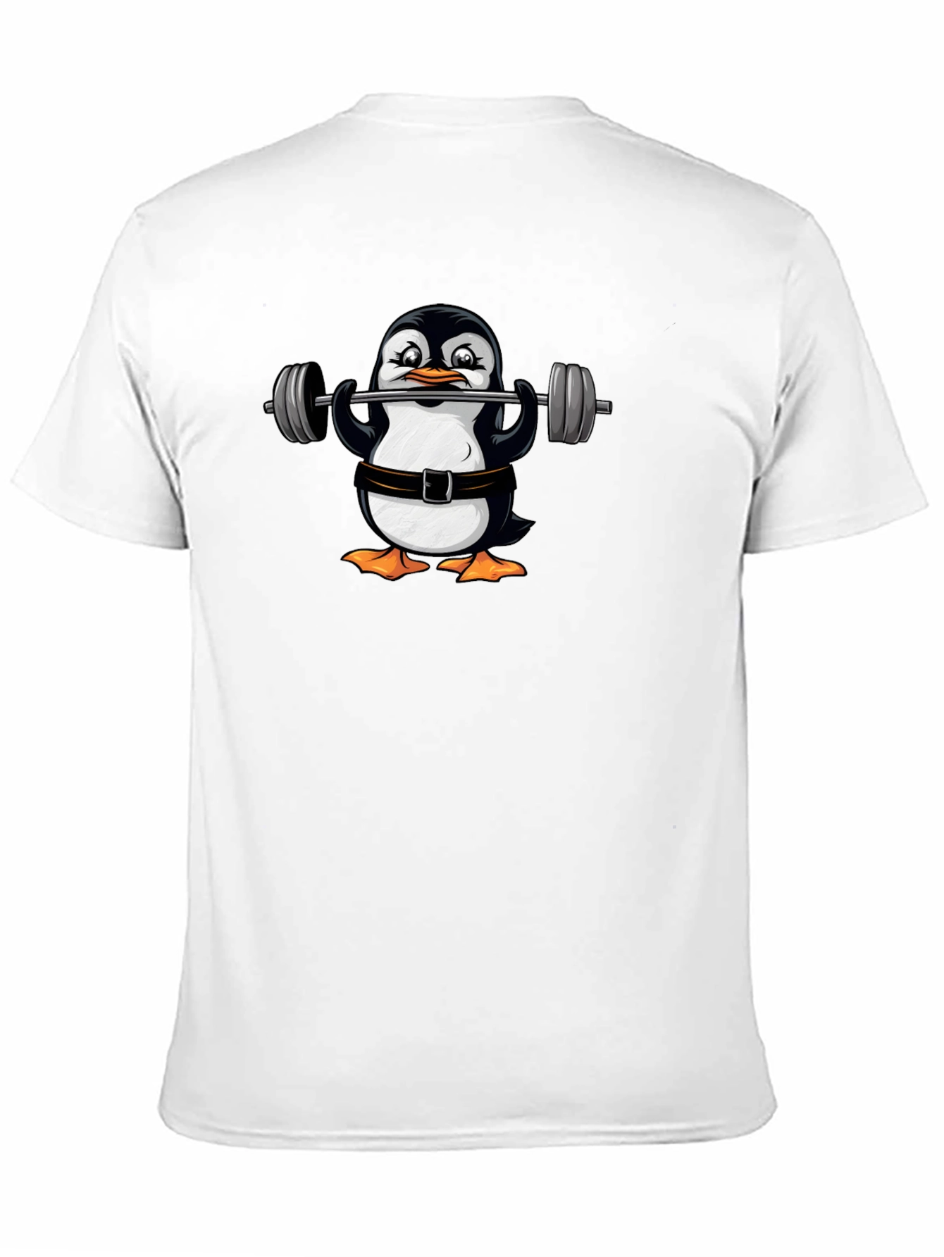 Penguin Lifting Weights Graphic T-Shirt