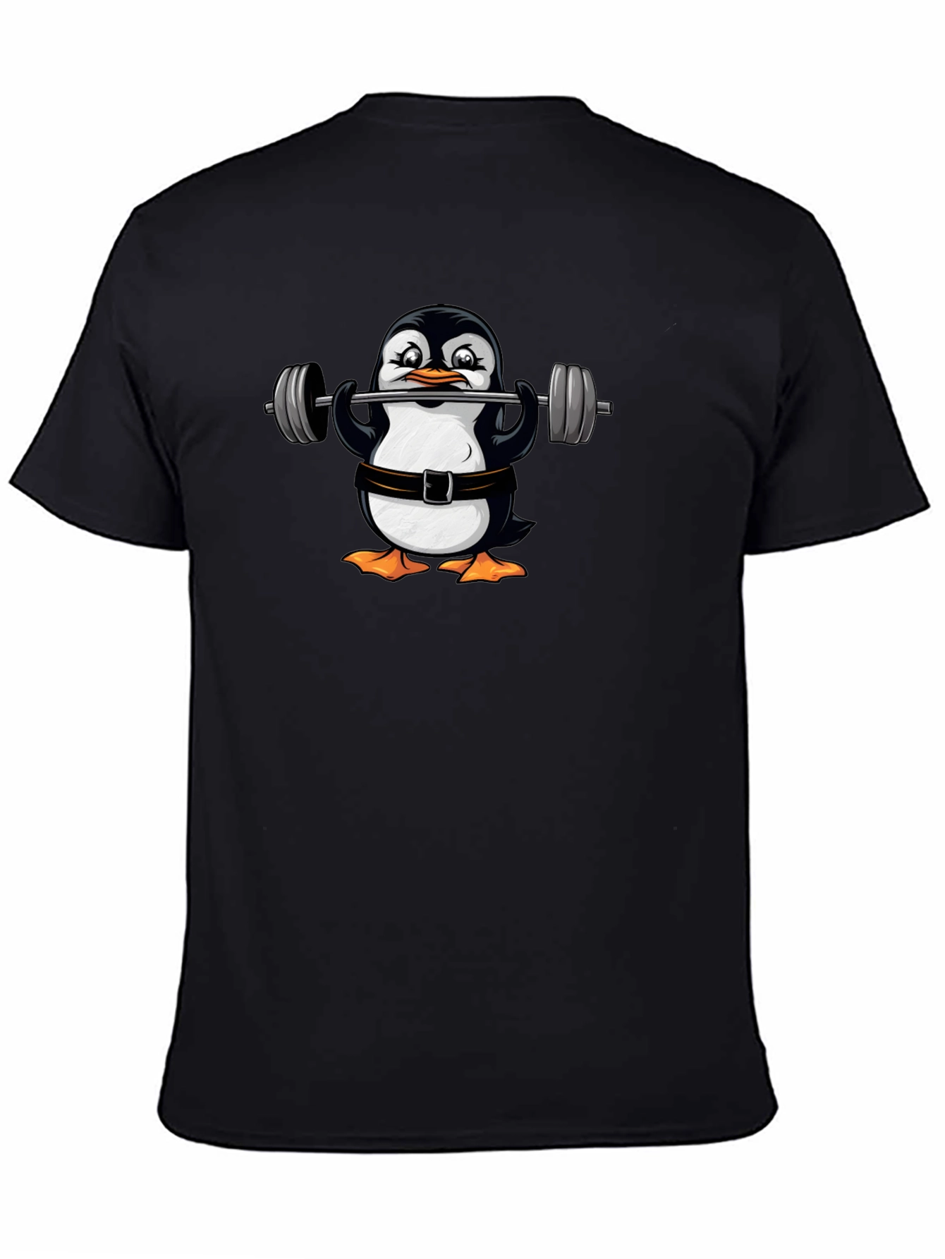 Penguin Lifting Weights Graphic T-Shirt