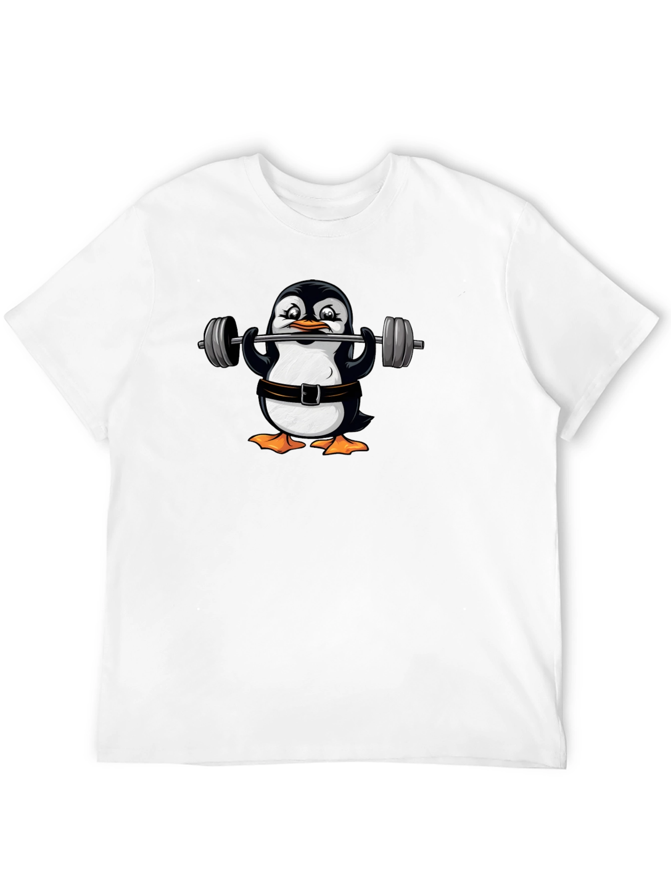 Penguin Lifting Weights Graphic T-Shirt
