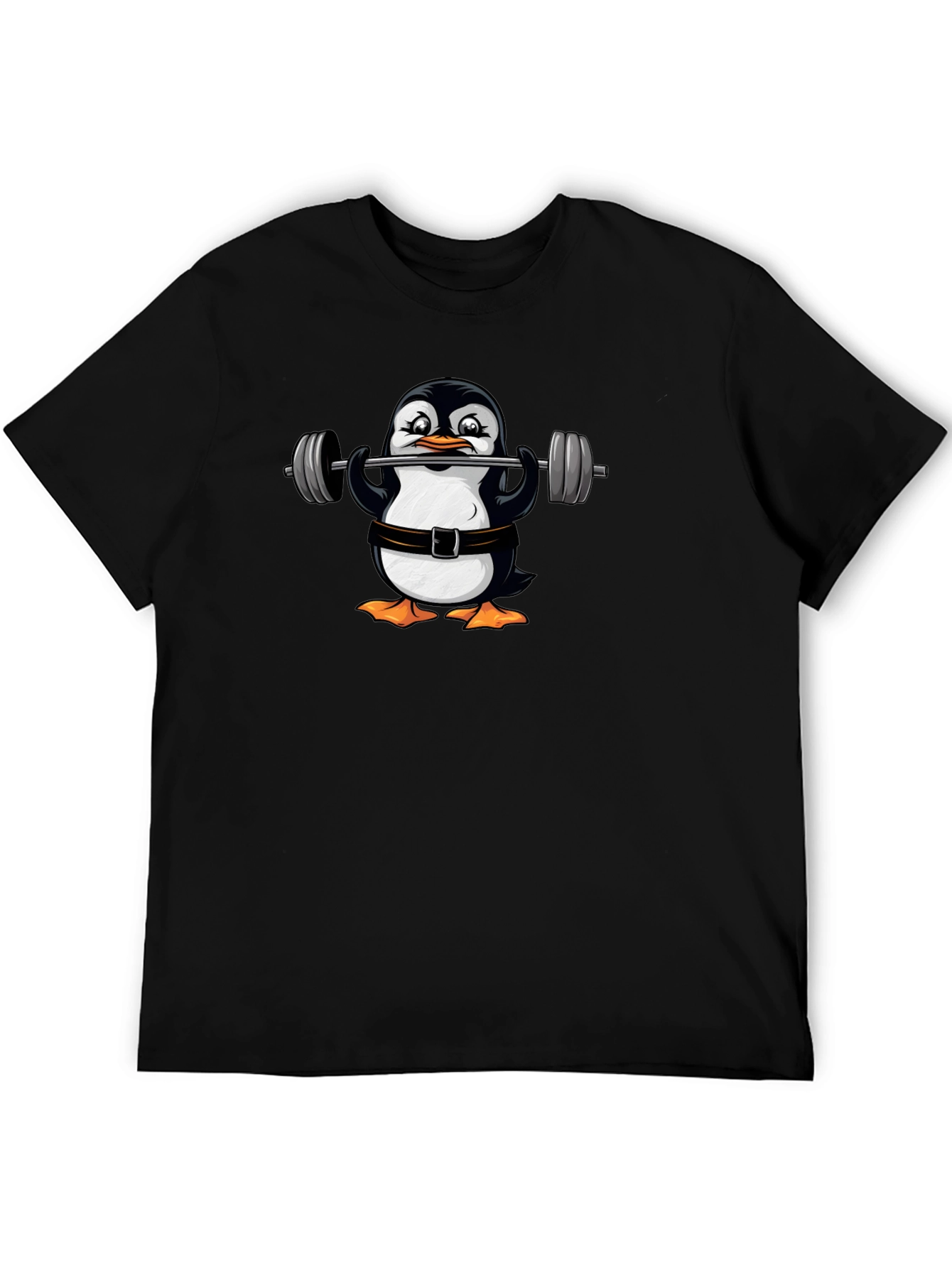 Penguin Lifting Weights Graphic T-Shirt