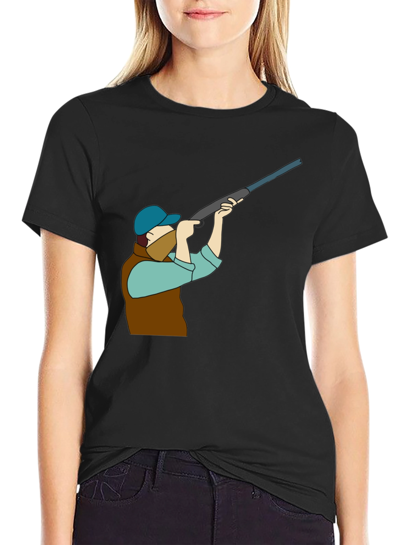 Hunting Graphic Tee - Black Cotton T-Shirt