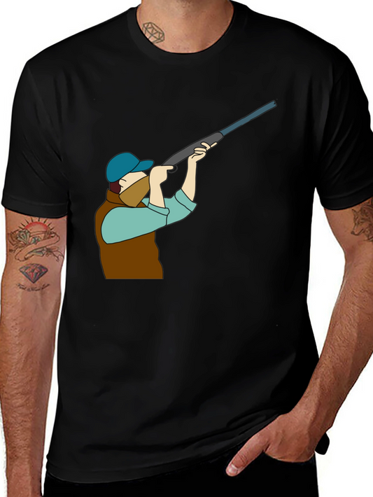 Hunting Graphic Tee - Black Cotton T-Shirt