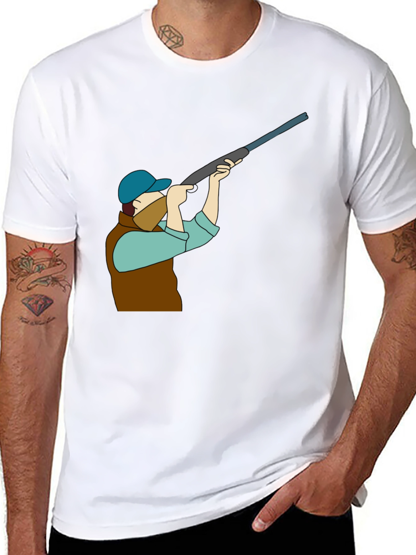 Hunting Graphic Tee - Black Cotton T-Shirt