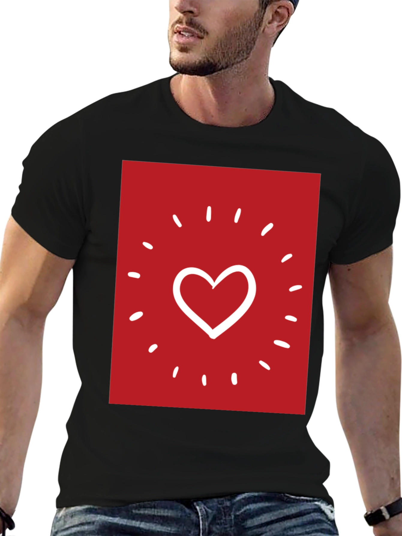 Heart Sparkle Graphic Tee - Black