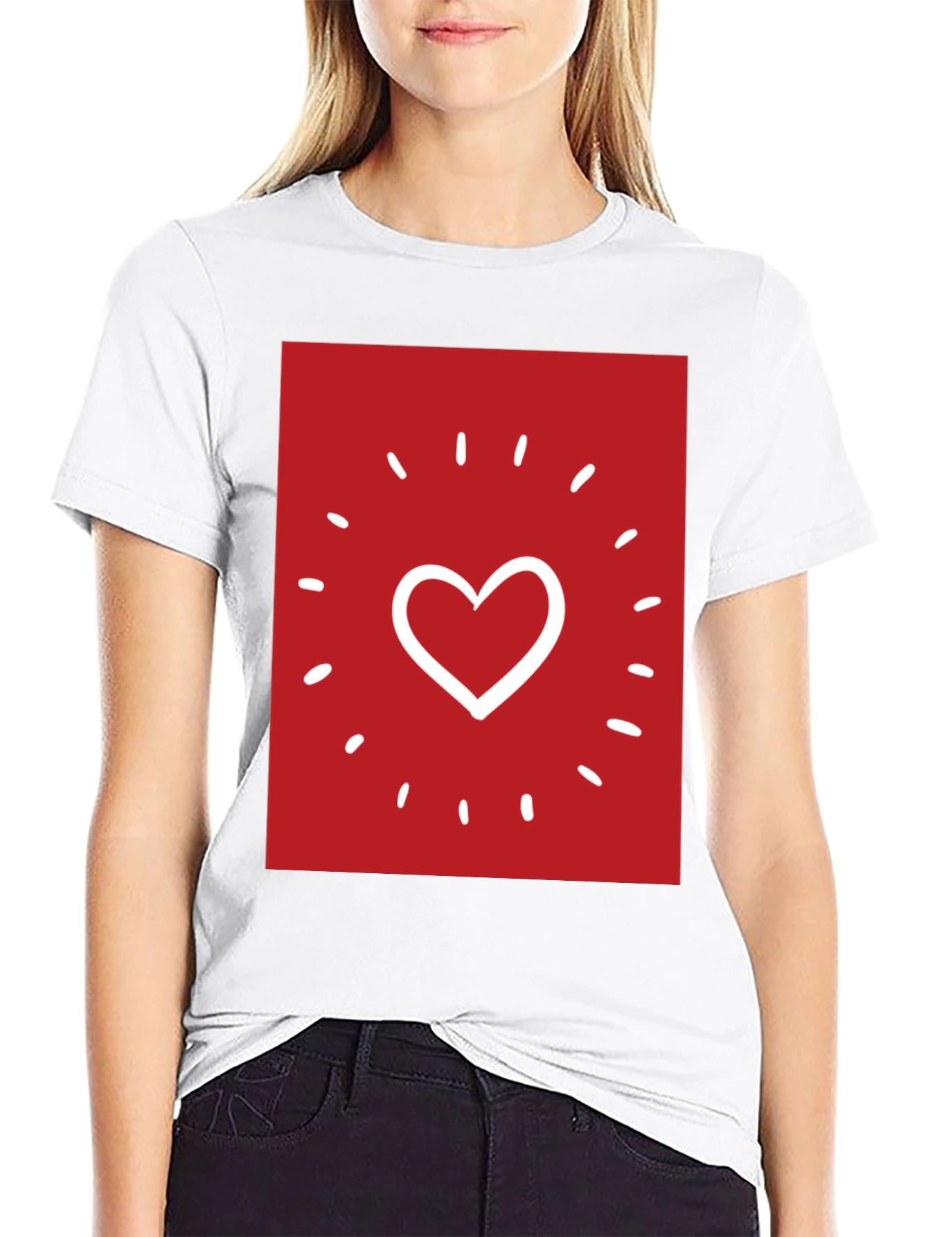 Heart Sparkle Graphic Tee - Black