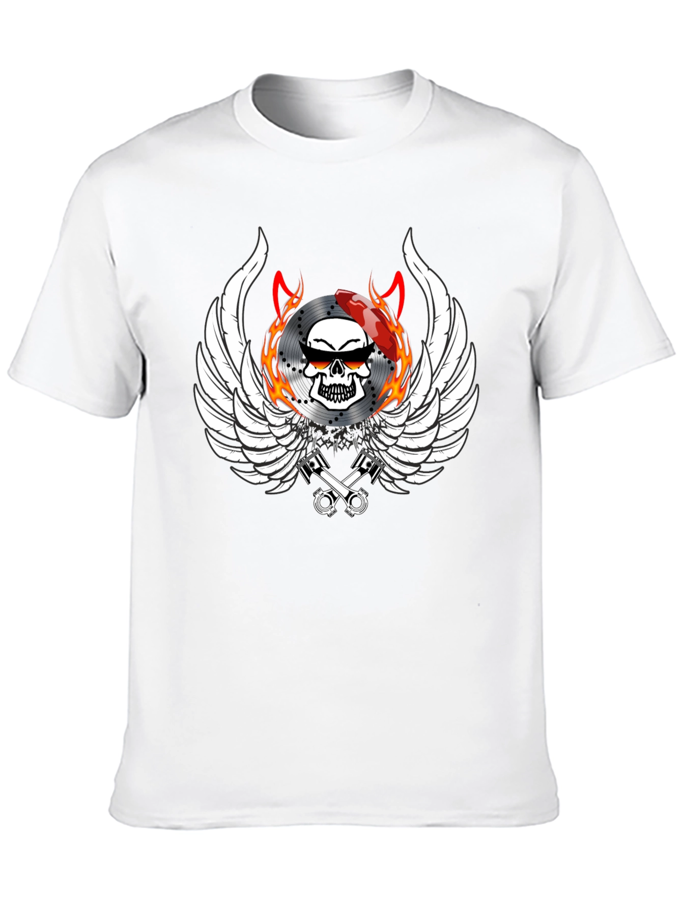 Biker Skull Wings Graphic Tee