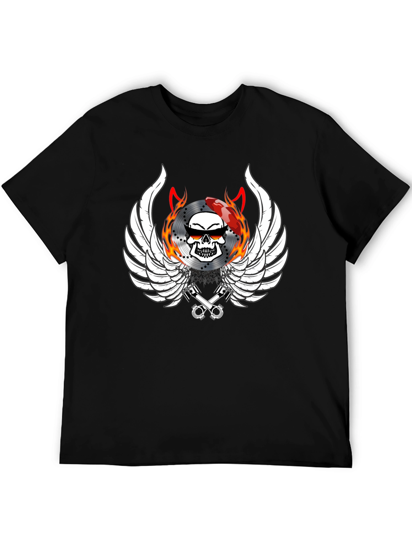 Biker Skull Wings Graphic Tee