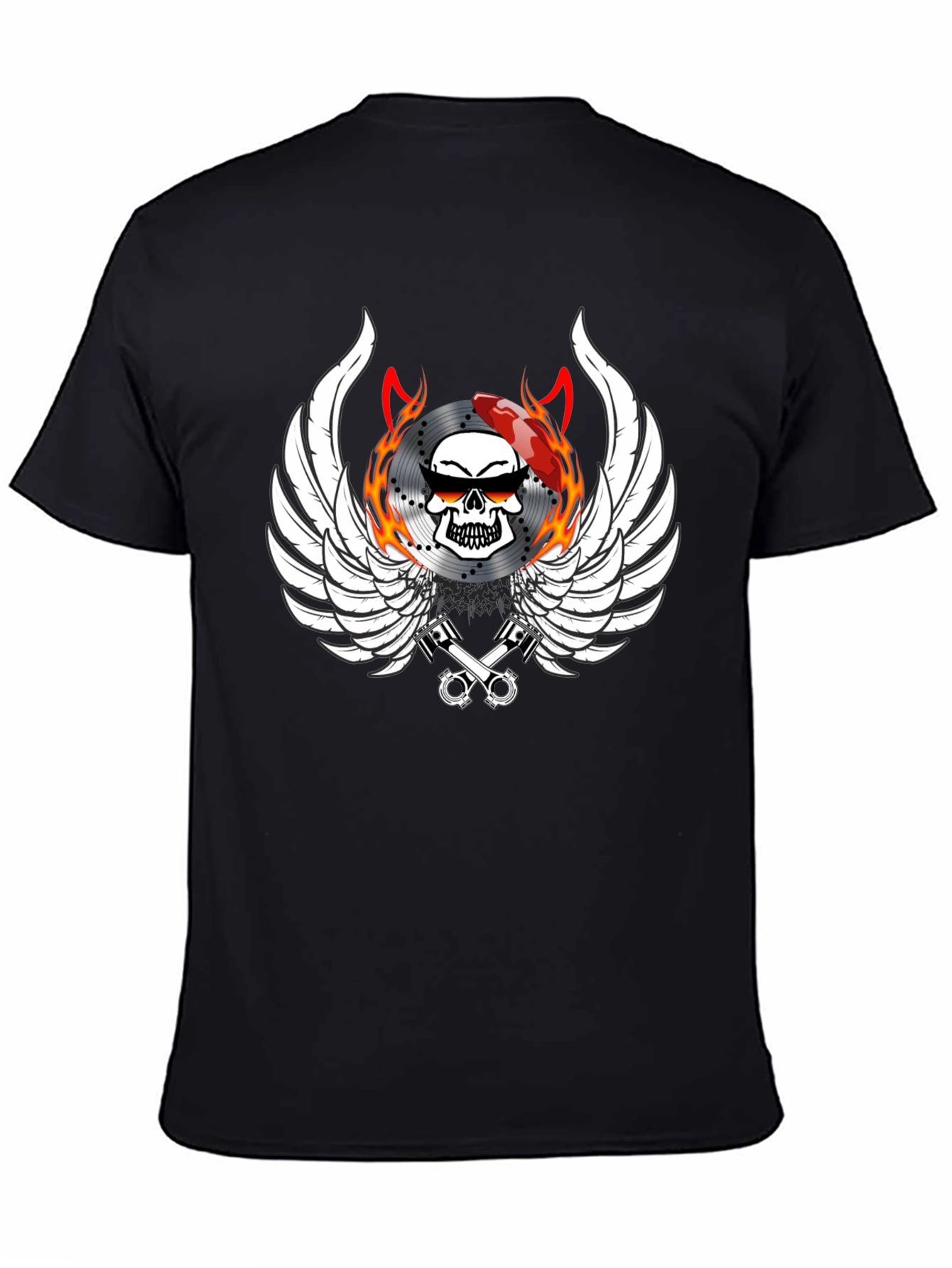 Biker Skull Wings Graphic Tee