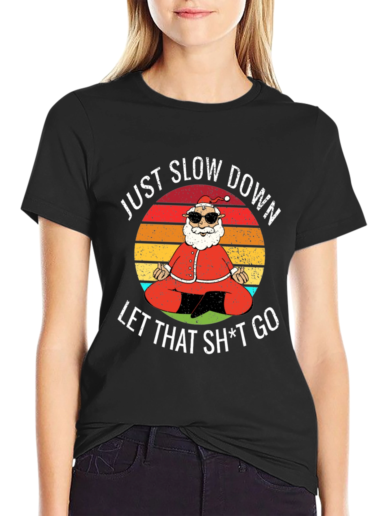 Yoga Santa Graphic Tee - Just Slow Down