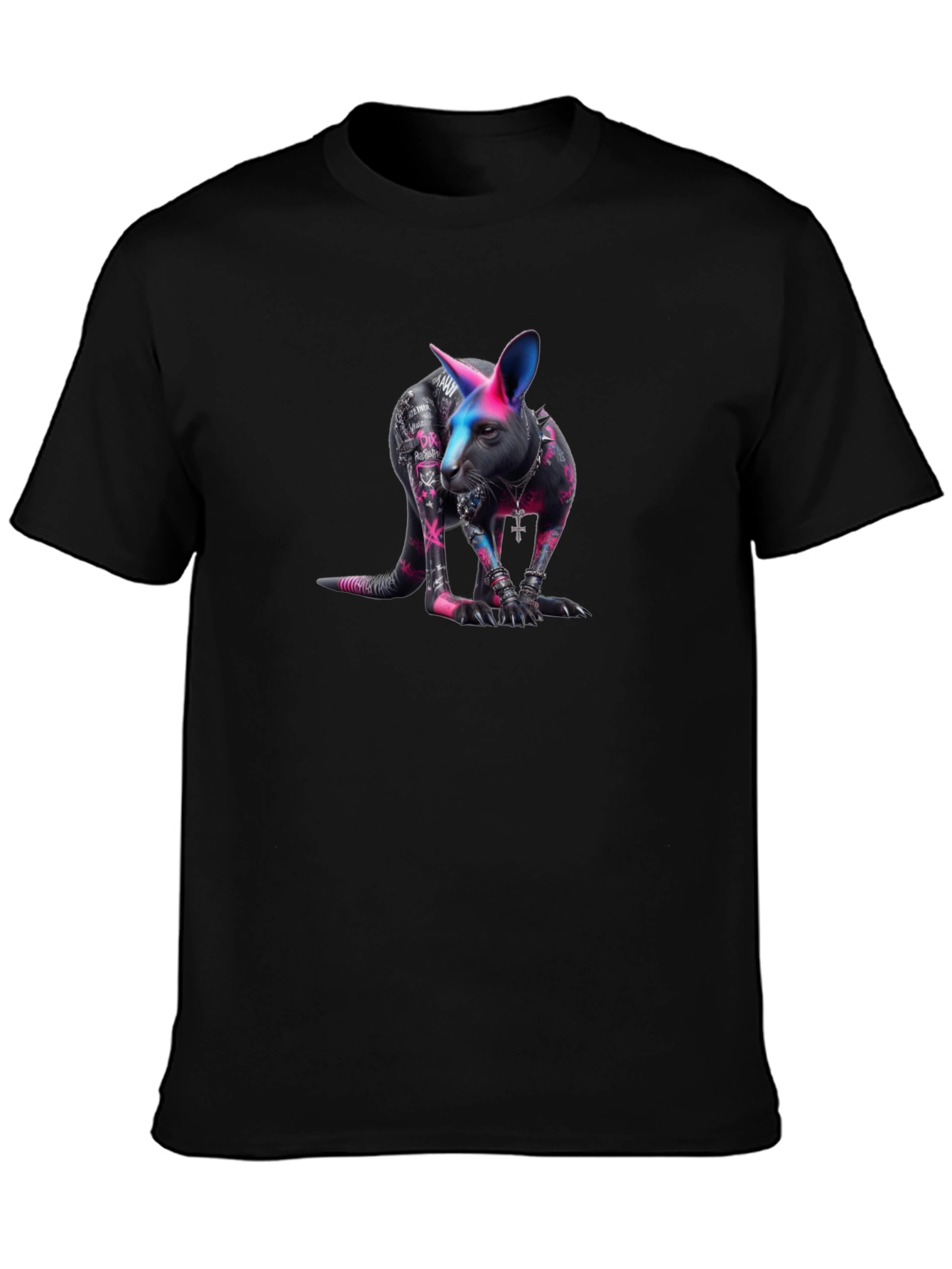 Black T-shirt with Kangaroo Graphic