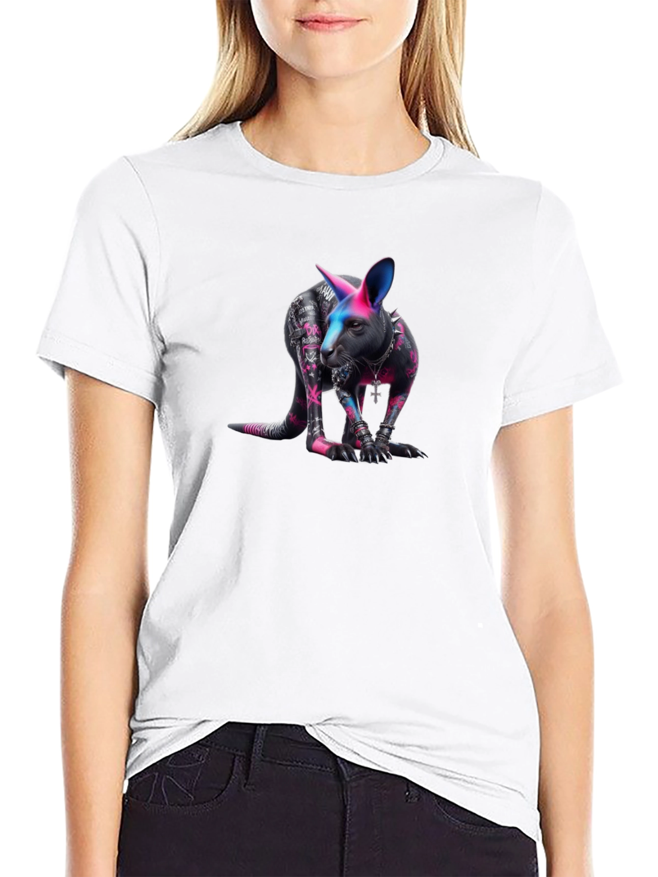 Black T-shirt with Kangaroo Graphic