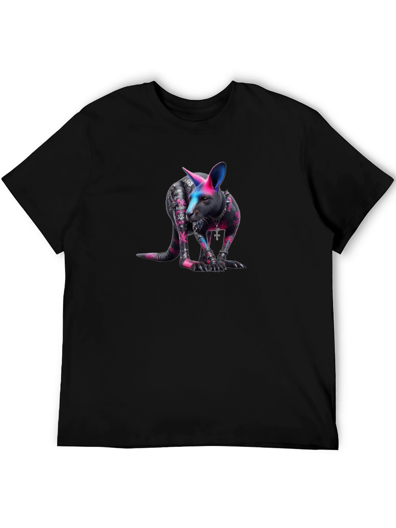 Black T-shirt with Kangaroo Graphic