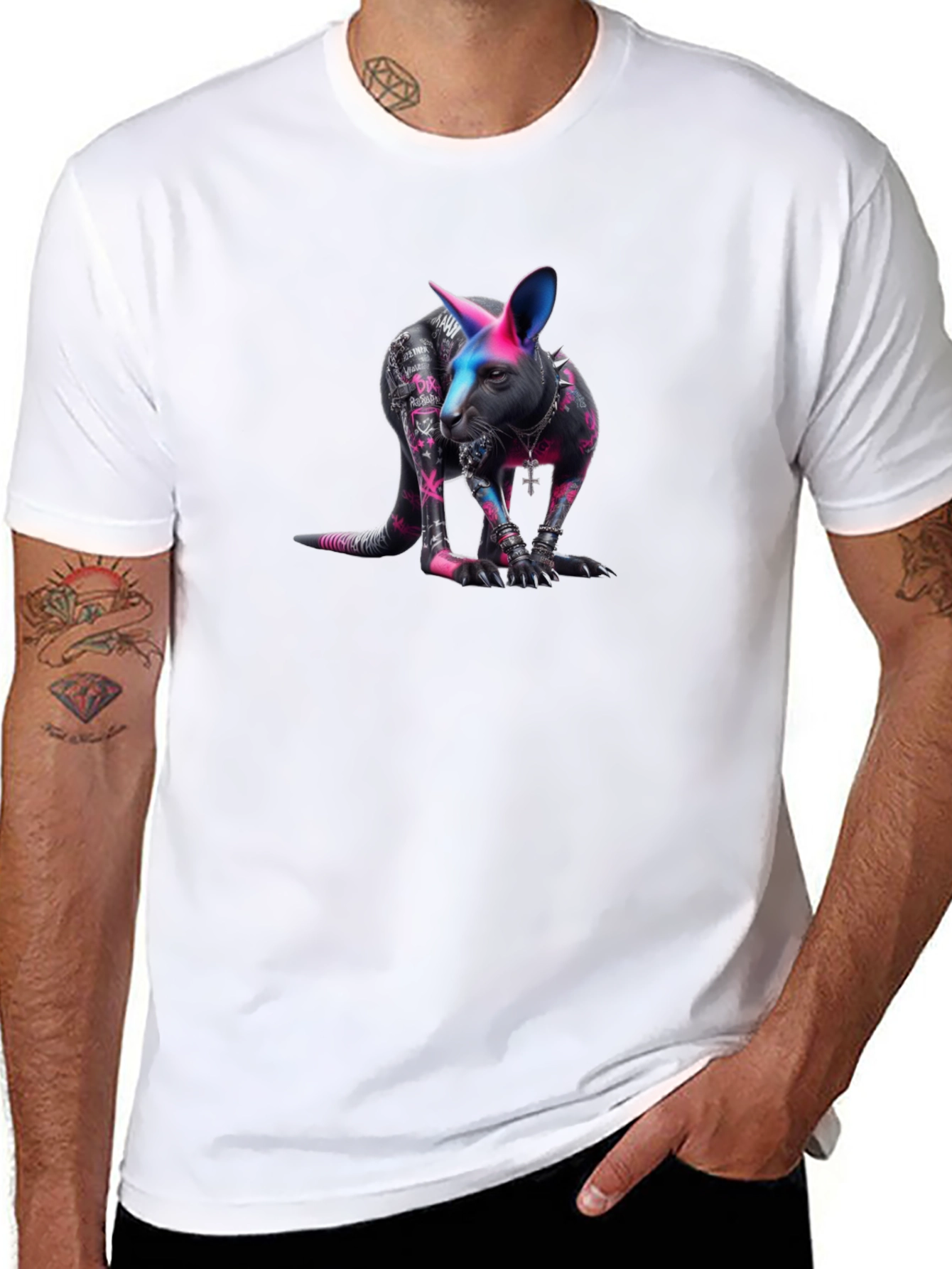Black T-shirt with Kangaroo Graphic