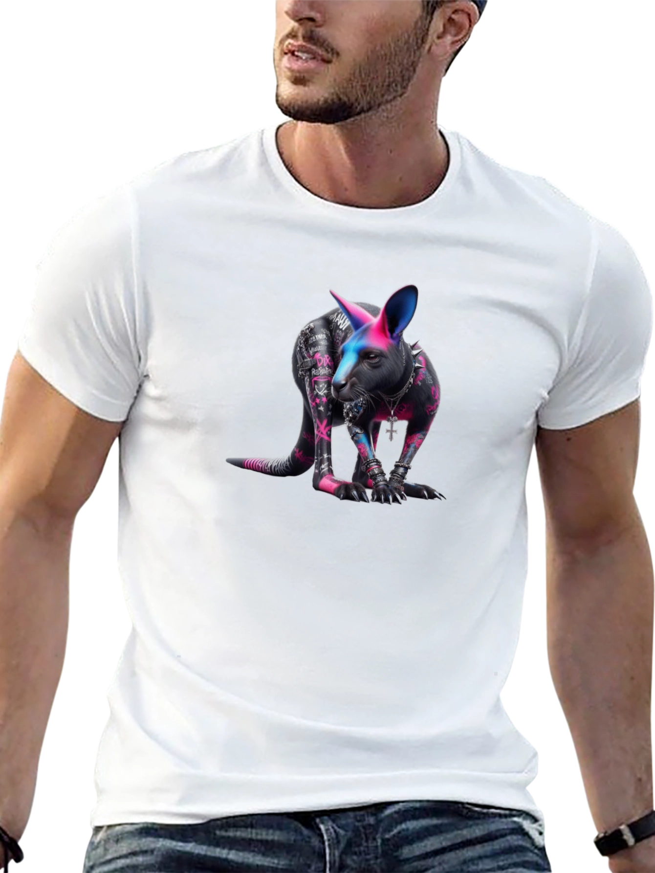 Black T-shirt with Kangaroo Graphic