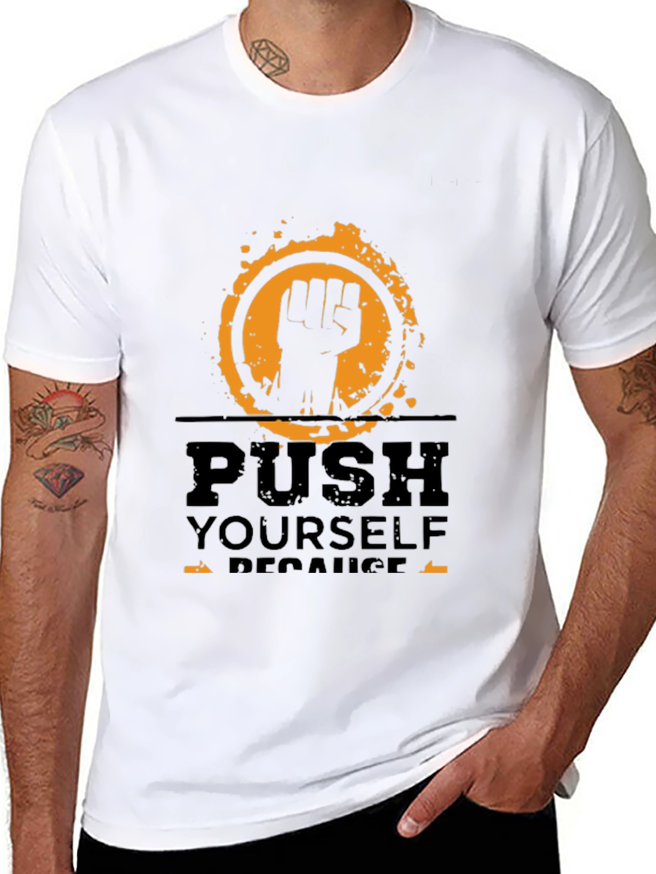 Motivational Push Yourself Black T-Shirt
