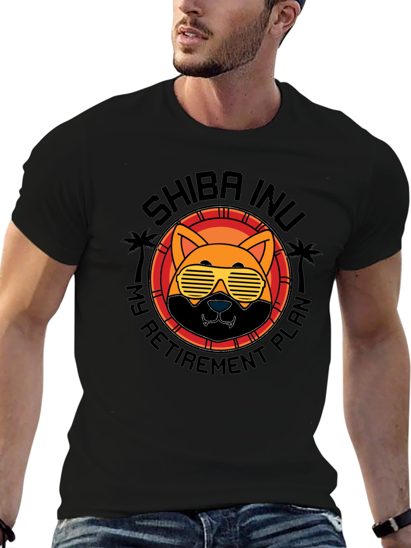Shiba Inu Retirement Plan Black T-Shirt