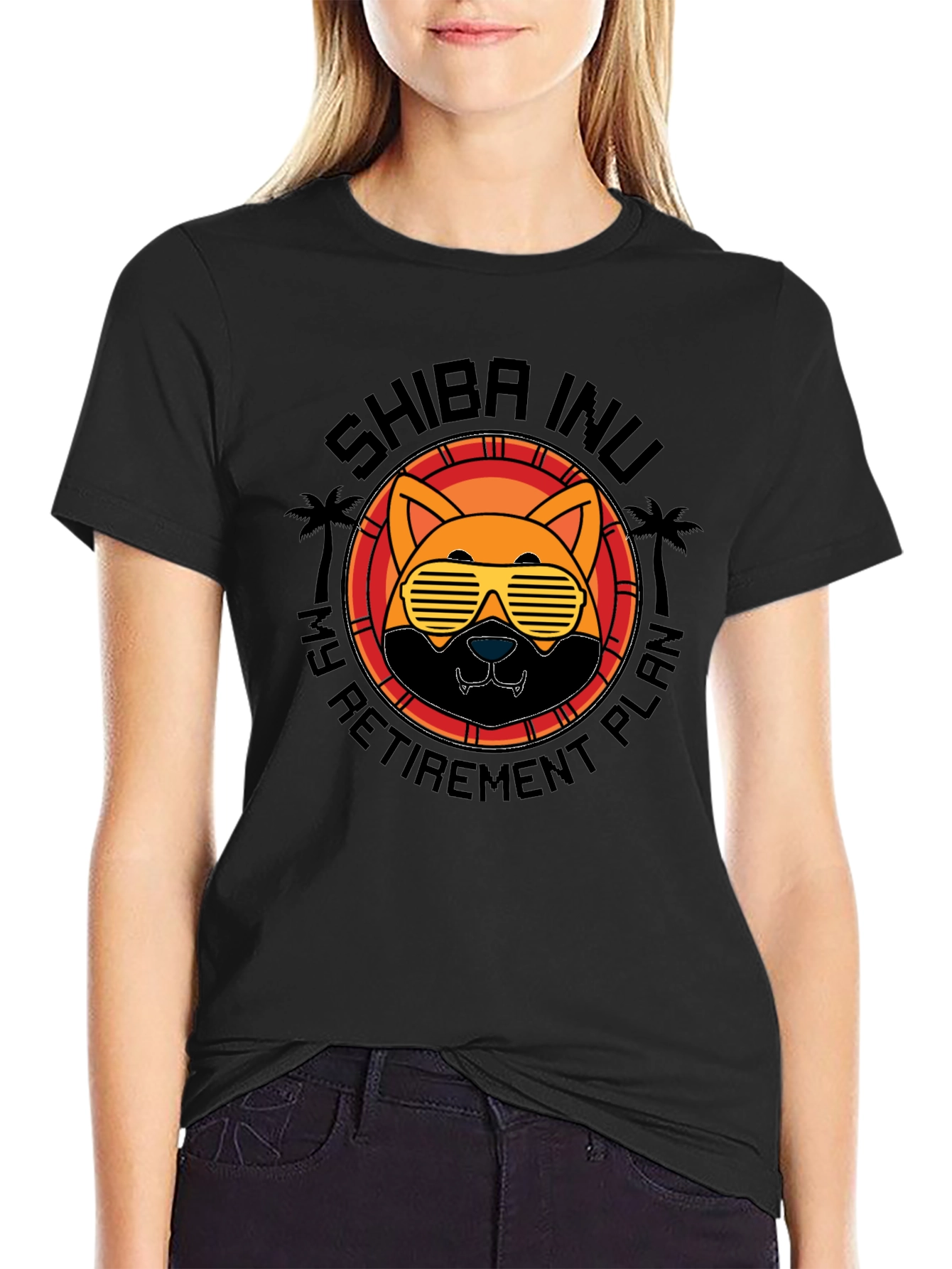Shiba Inu Retirement Plan Black T-Shirt