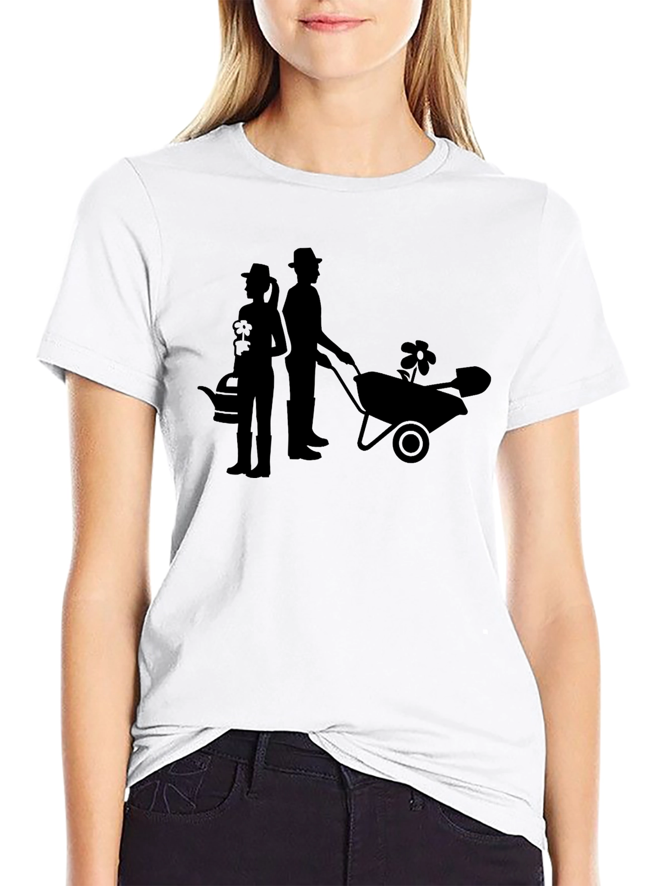 Gardener Couple Graphic Tee - Black Cotton T-Shirt