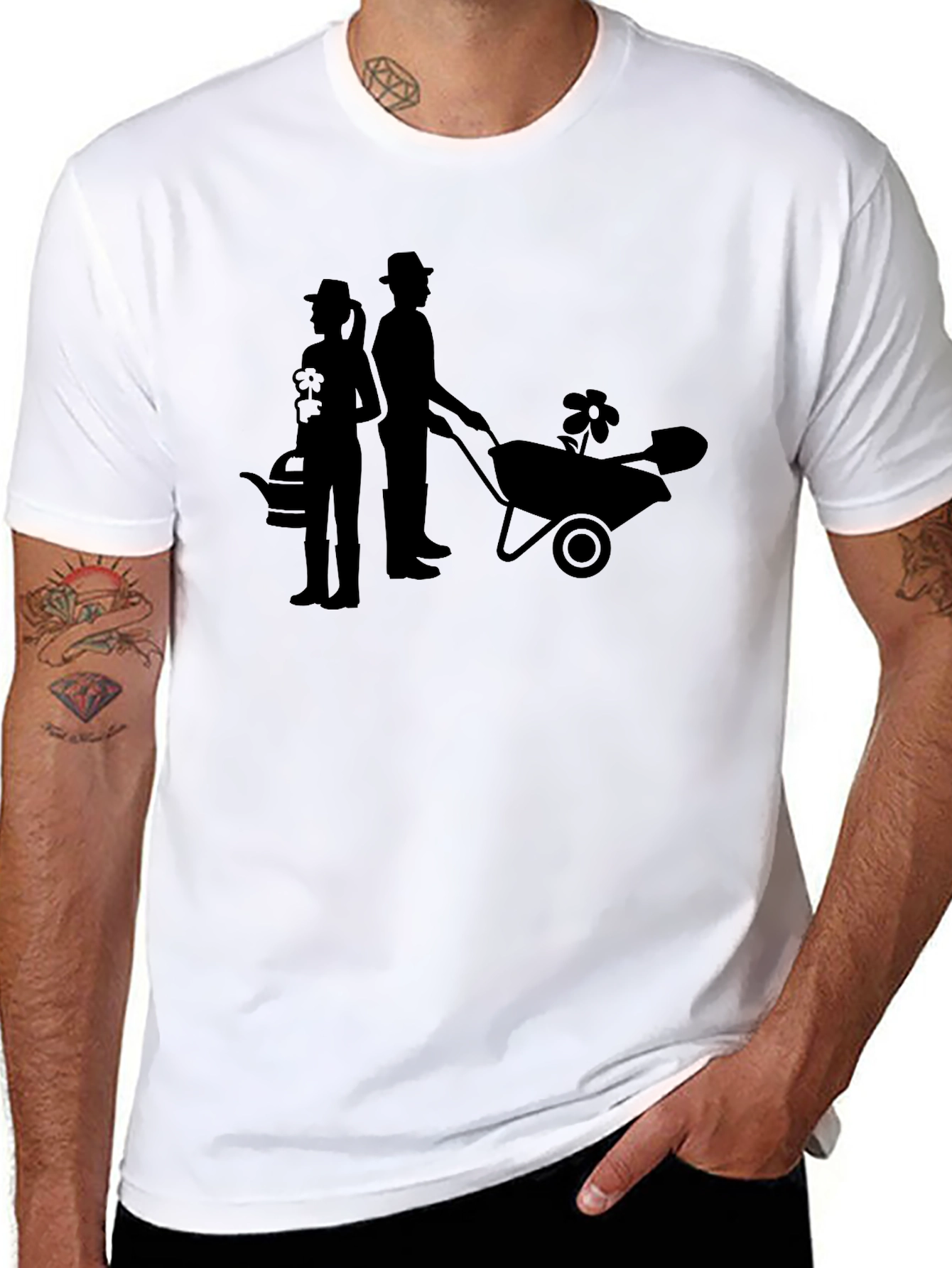Gardener Couple Graphic Tee - Black Cotton T-Shirt