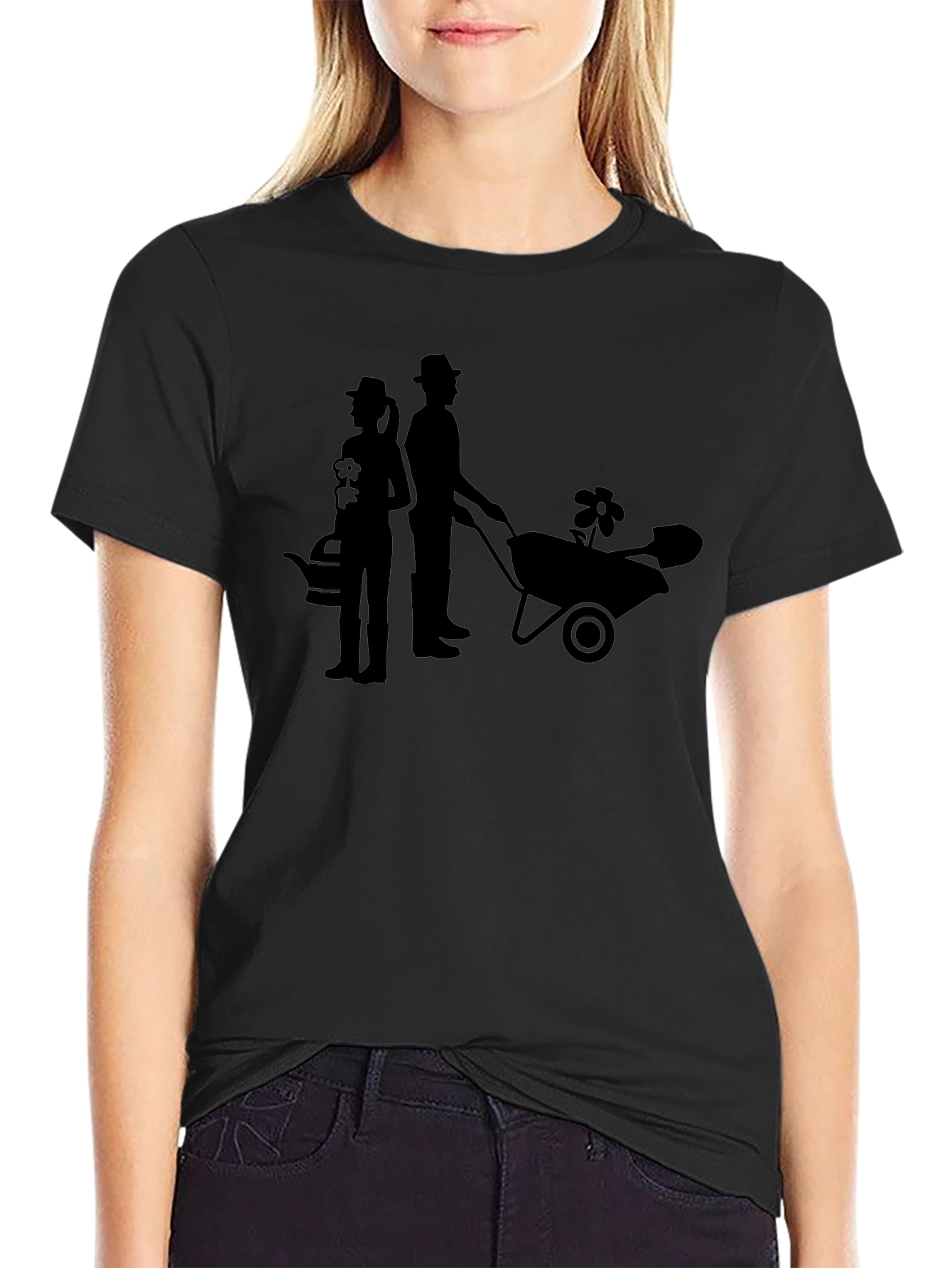 Gardener Couple Graphic Tee - Black Cotton T-Shirt