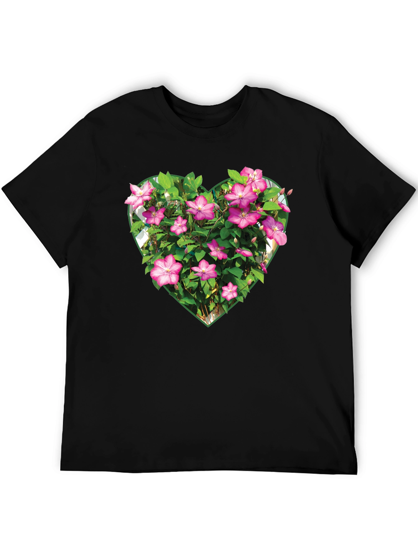 Floral Heart Graphic T-Shirt - Black