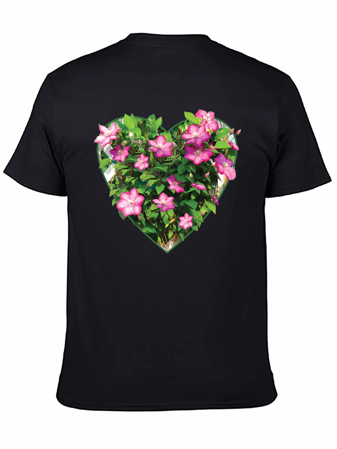 Floral Heart Graphic T-Shirt - Black
