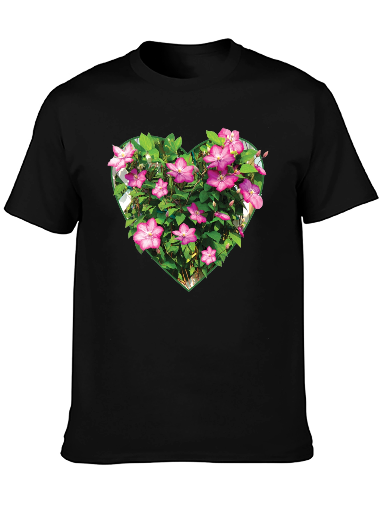 Floral Heart Graphic T-Shirt - Black