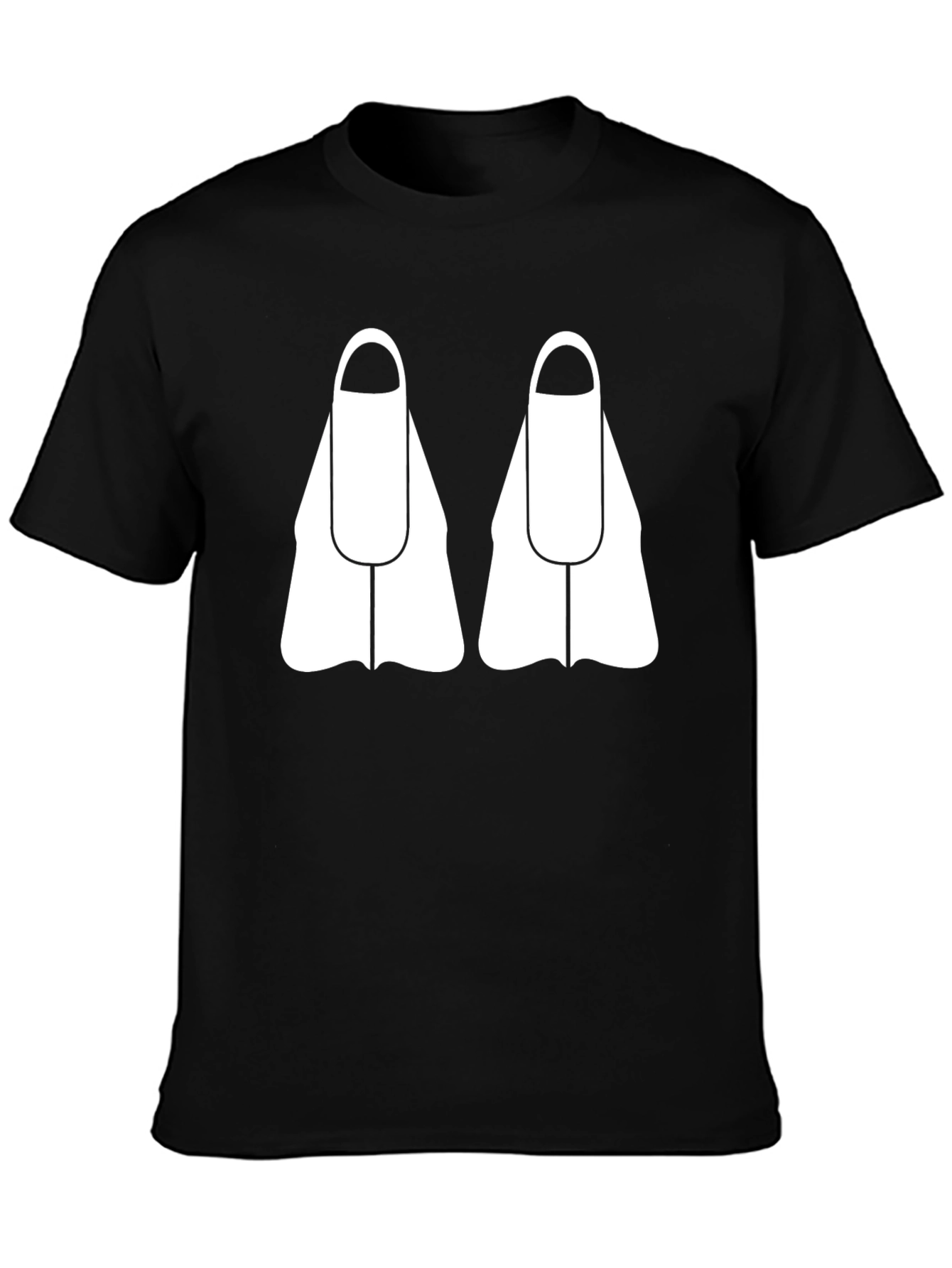 Diving Fins Graphic Tee - Black Cotton T-Shirt