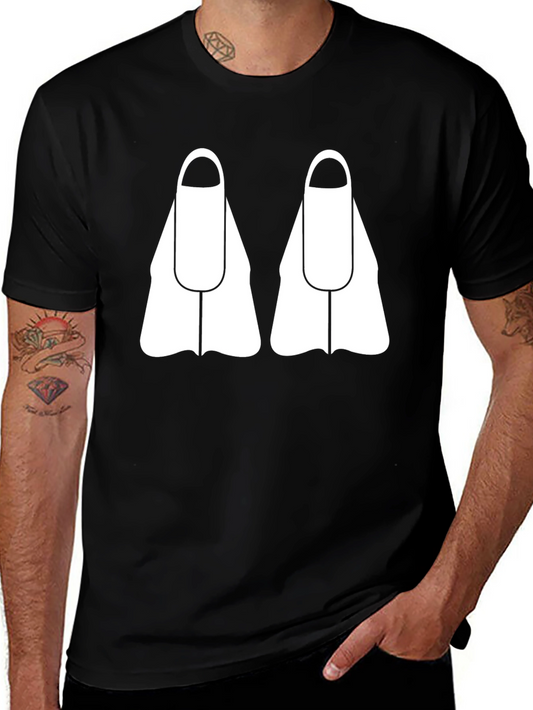 Diving Fins Graphic Tee - Black Cotton T-Shirt