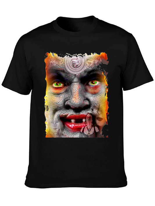Unique Graphic Tee - Horror Face Design