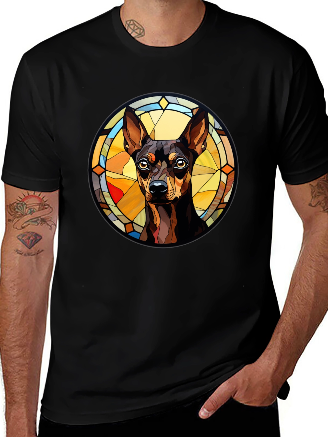 Dog Breed Stained Glass Style Graphic Tee