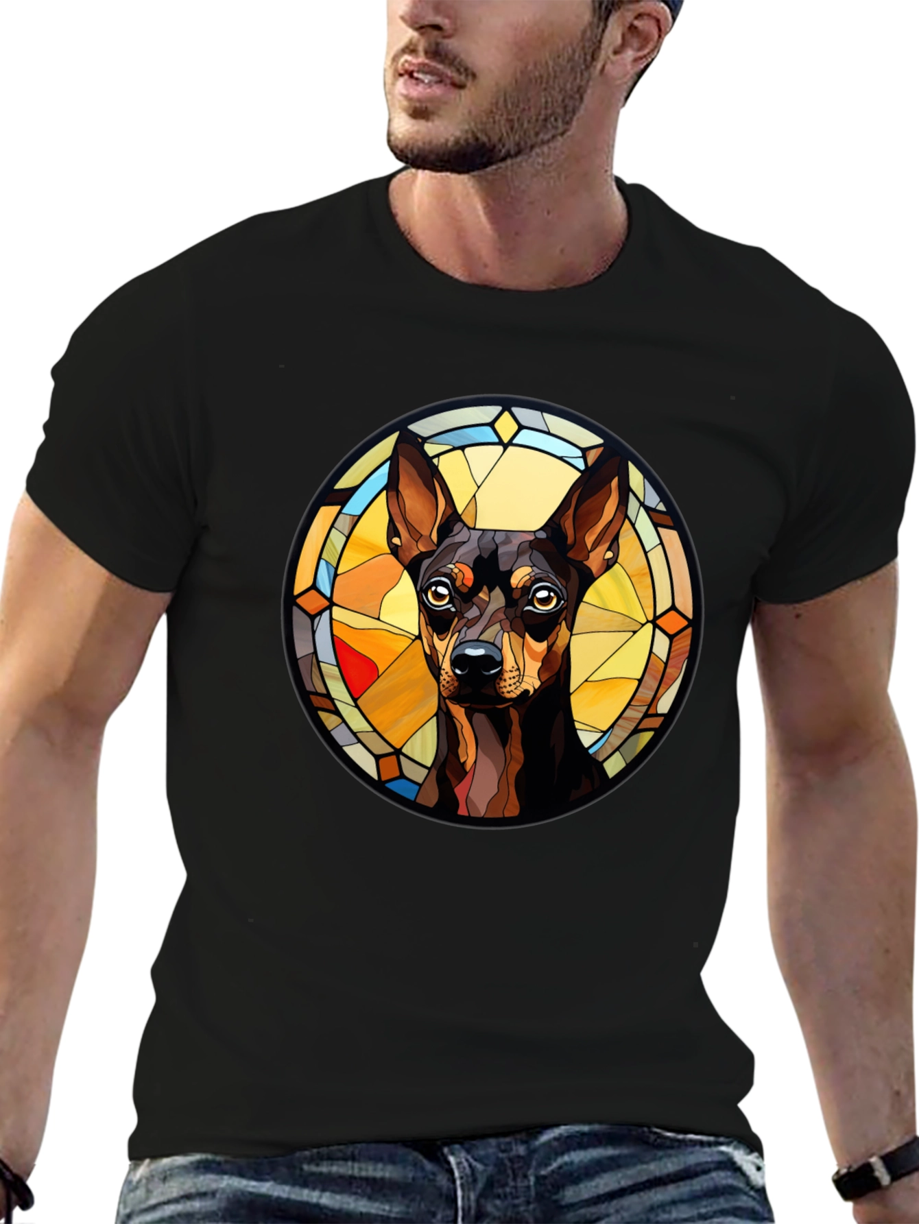 Dog Breed Stained Glass Style Graphic Tee