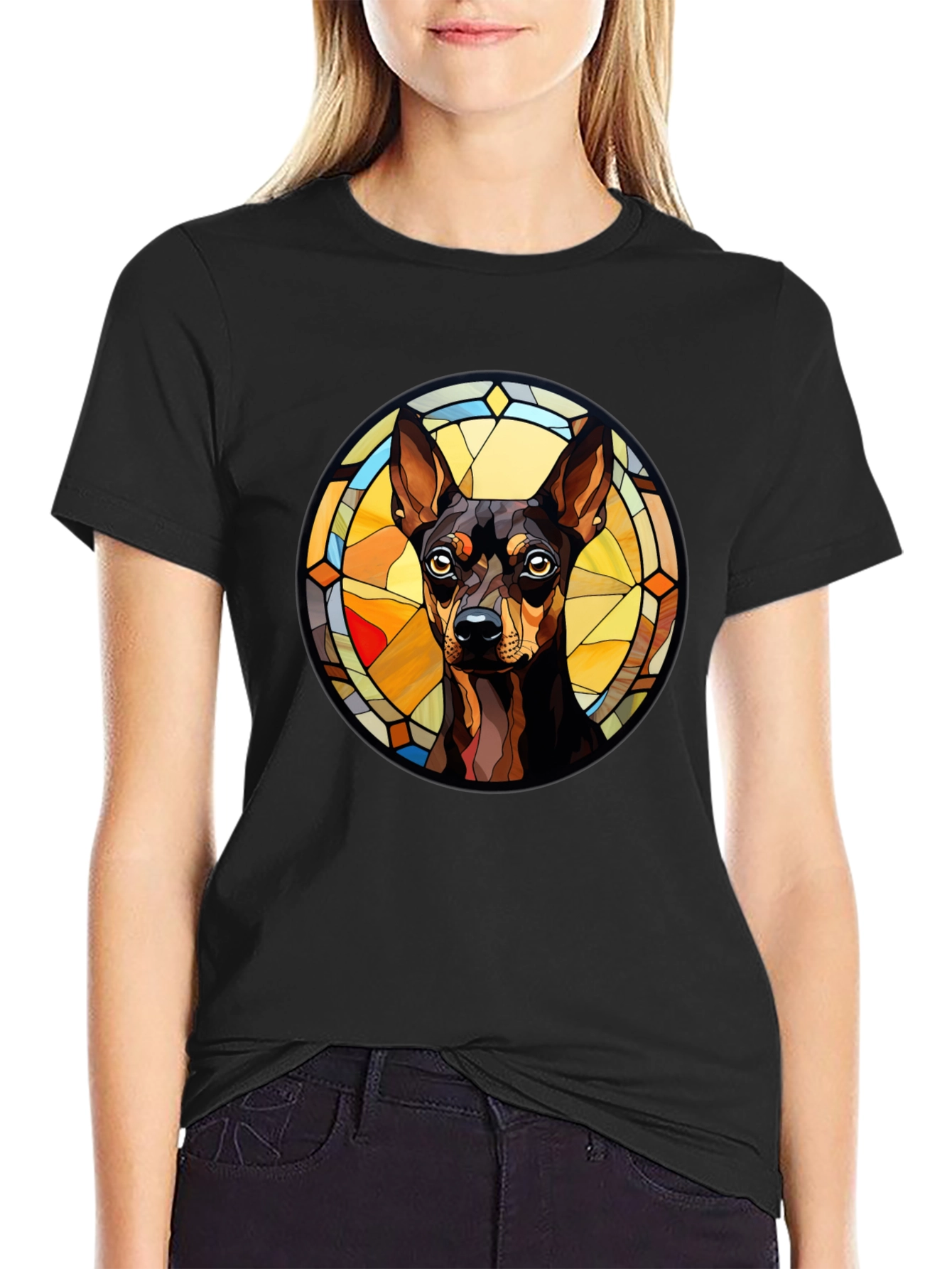 Dog Breed Stained Glass Style Graphic Tee