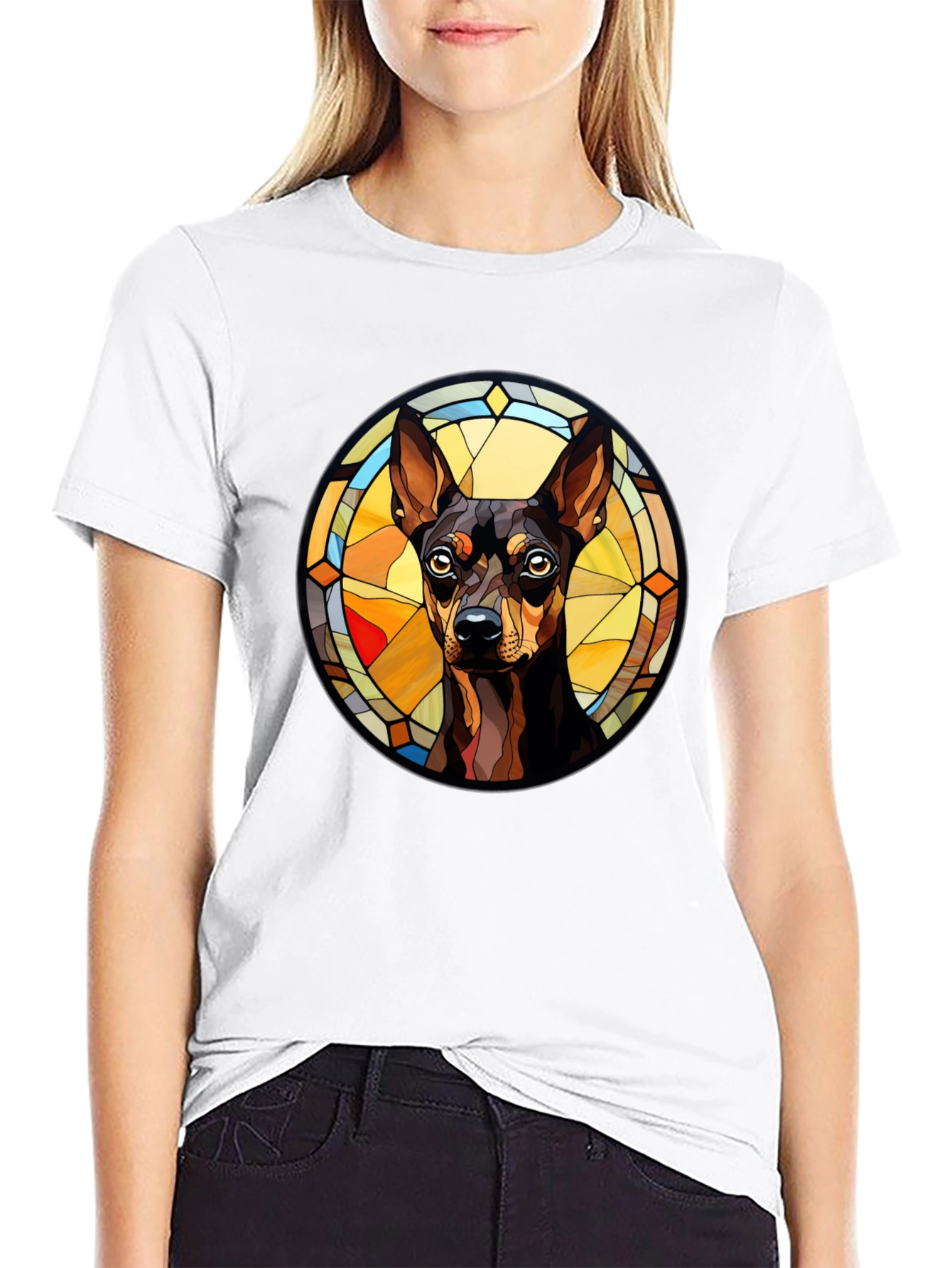 Dog Breed Stained Glass Style Graphic Tee