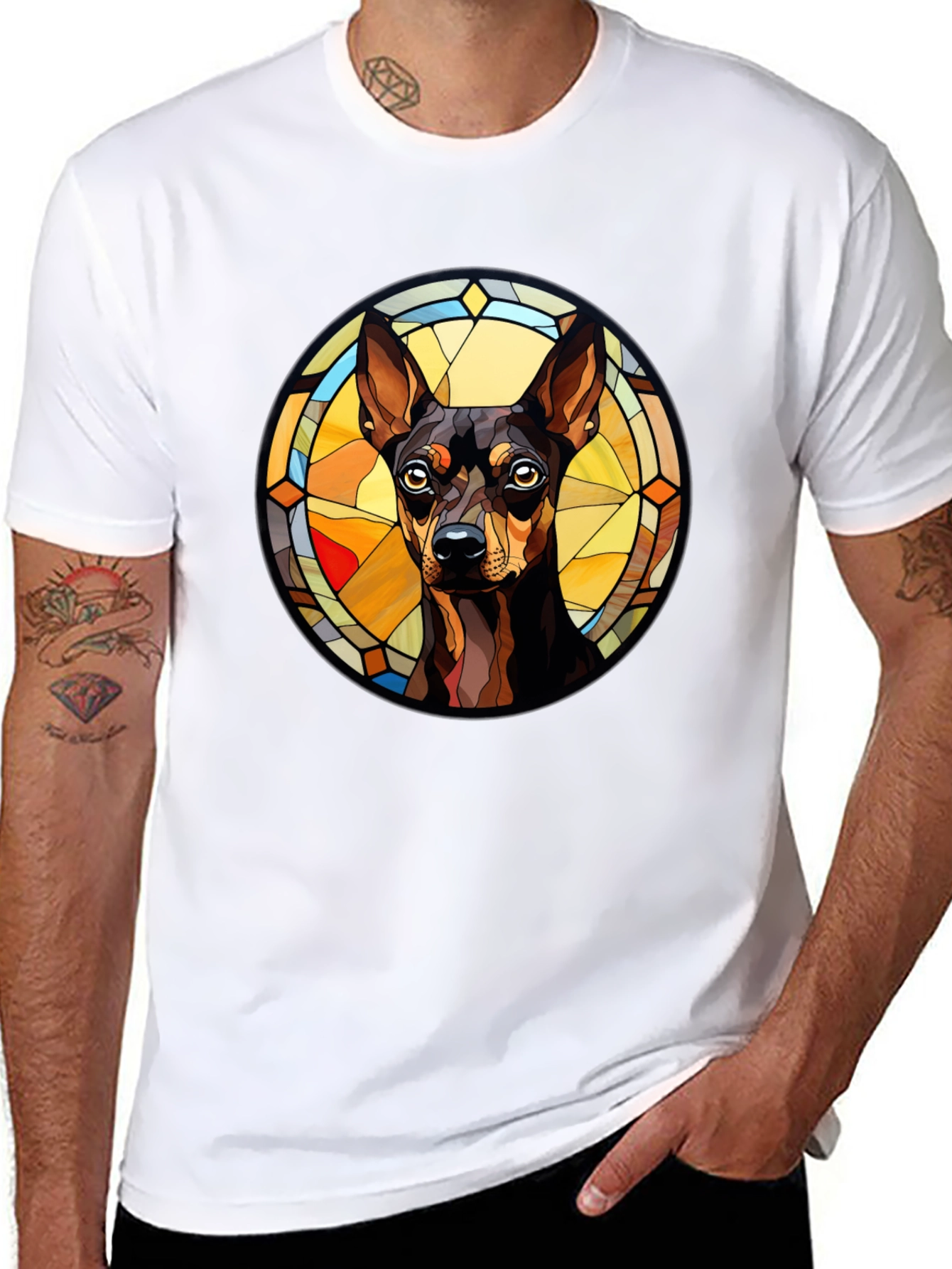 Dog Breed Stained Glass Style Graphic Tee