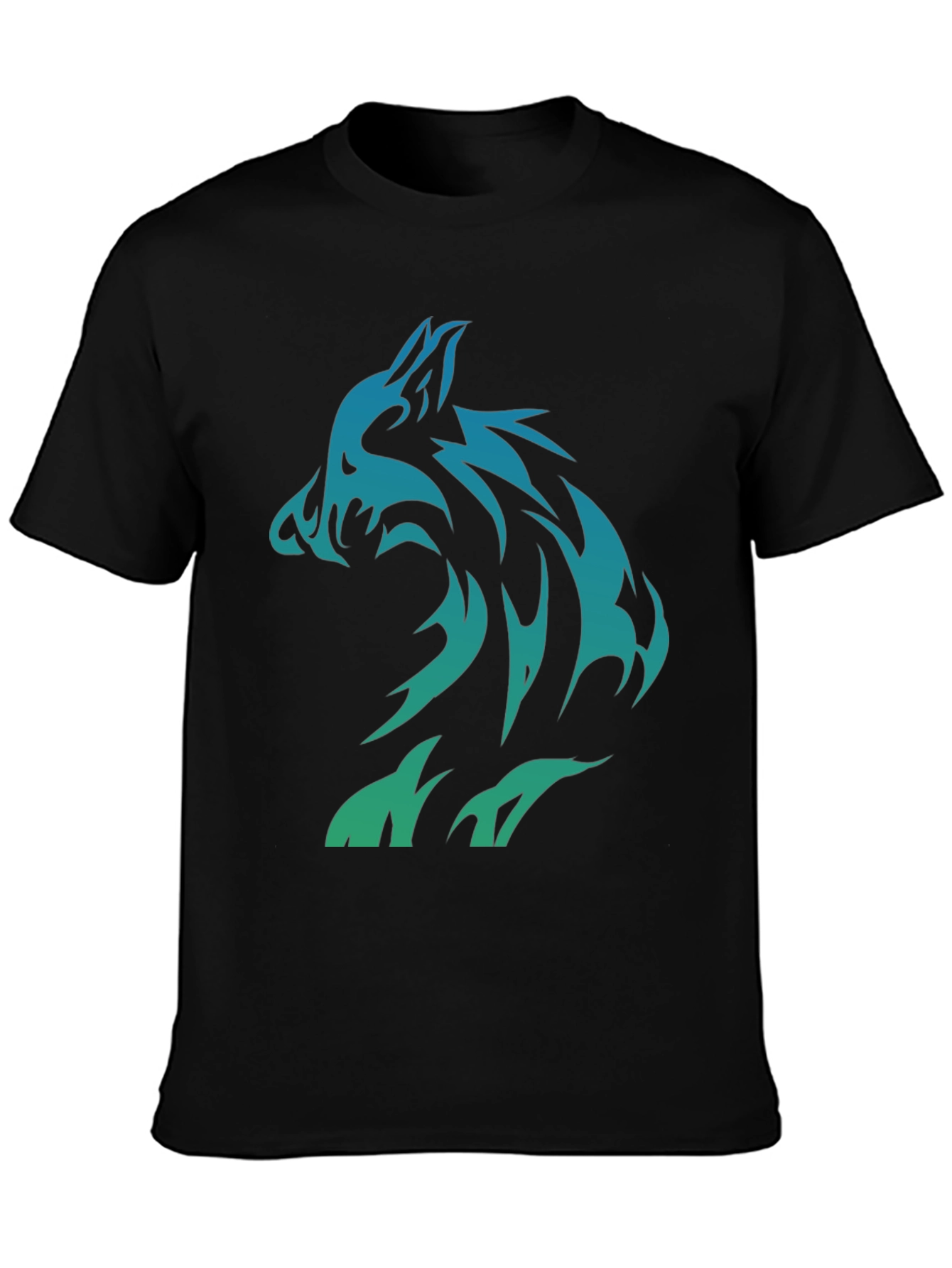 Tribal Wolf Graphic T-Shirt - Black Cotton Tee