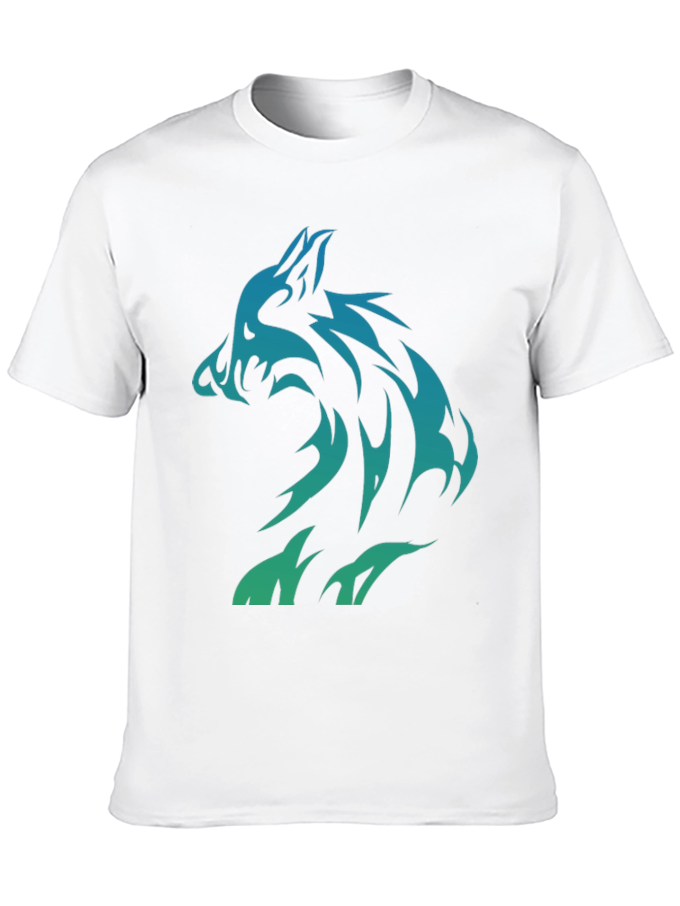Tribal Wolf Graphic T-Shirt - Black Cotton Tee