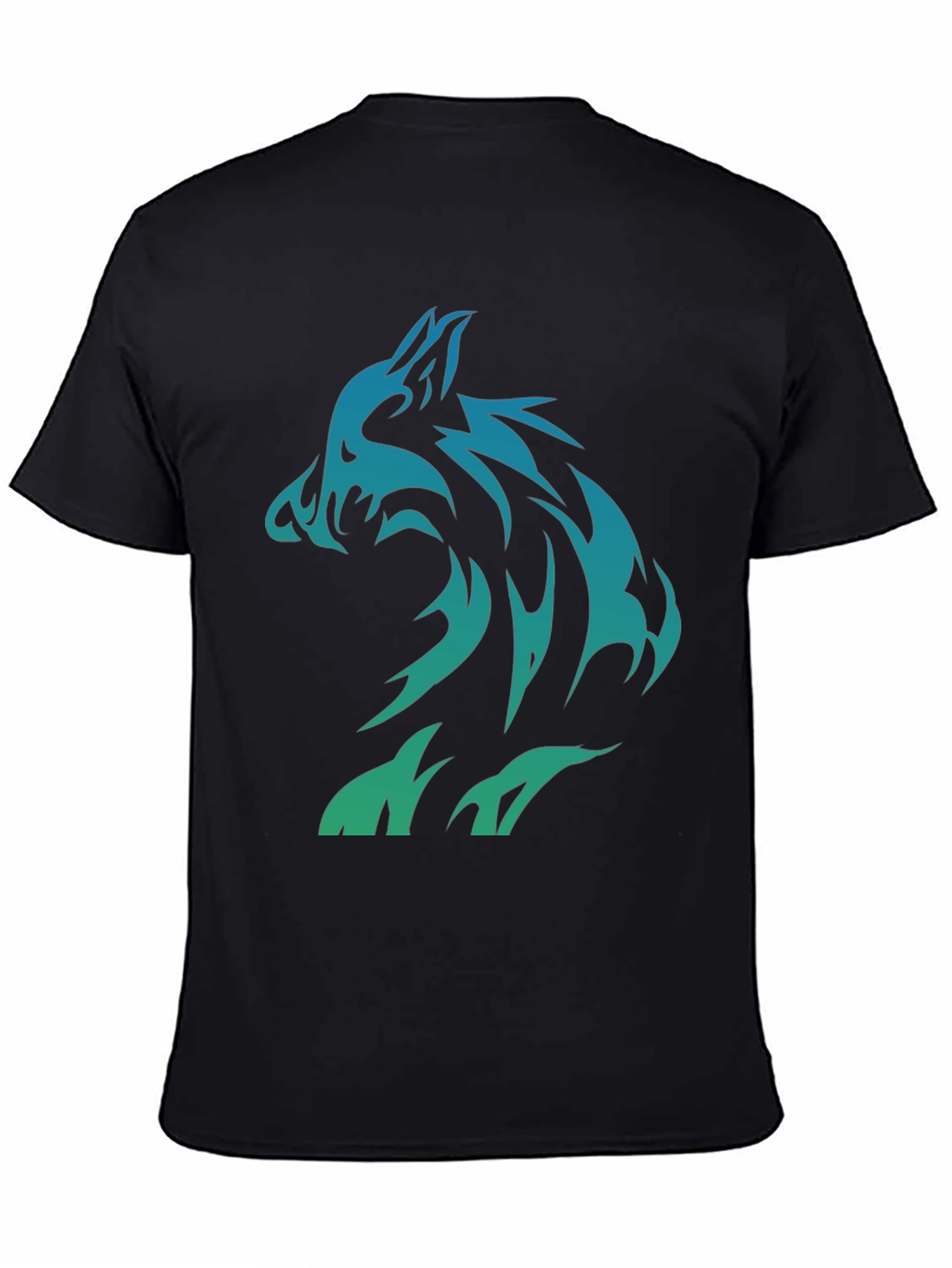 Tribal Wolf Graphic T-Shirt - Black Cotton Tee