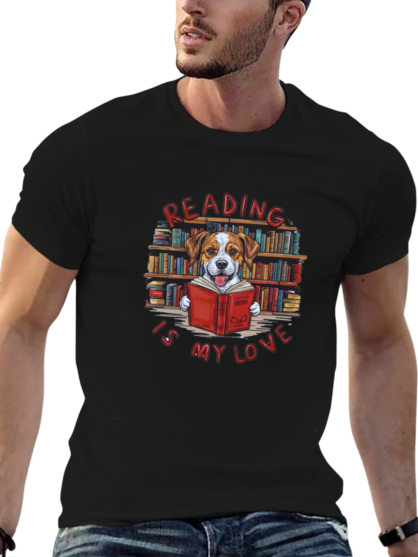 Reading Dog T-Shirt - Book Lover Tee